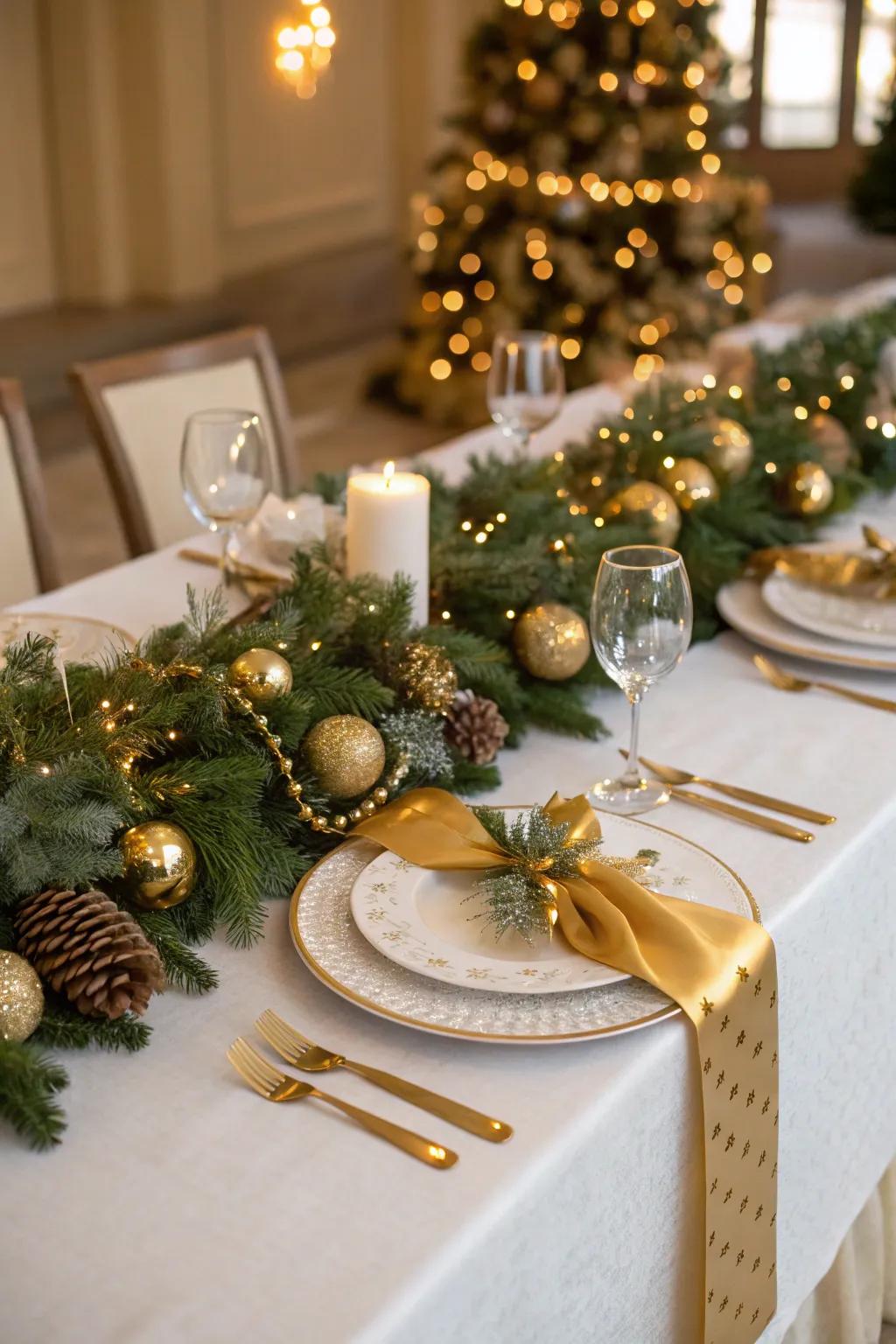 Fir and gold combine for festive glamour.