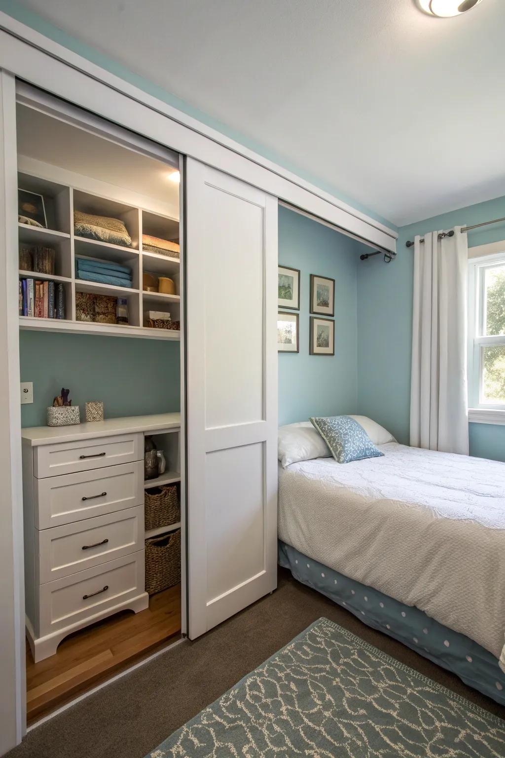 Sliding inset layouts optimize space with their polished style.
