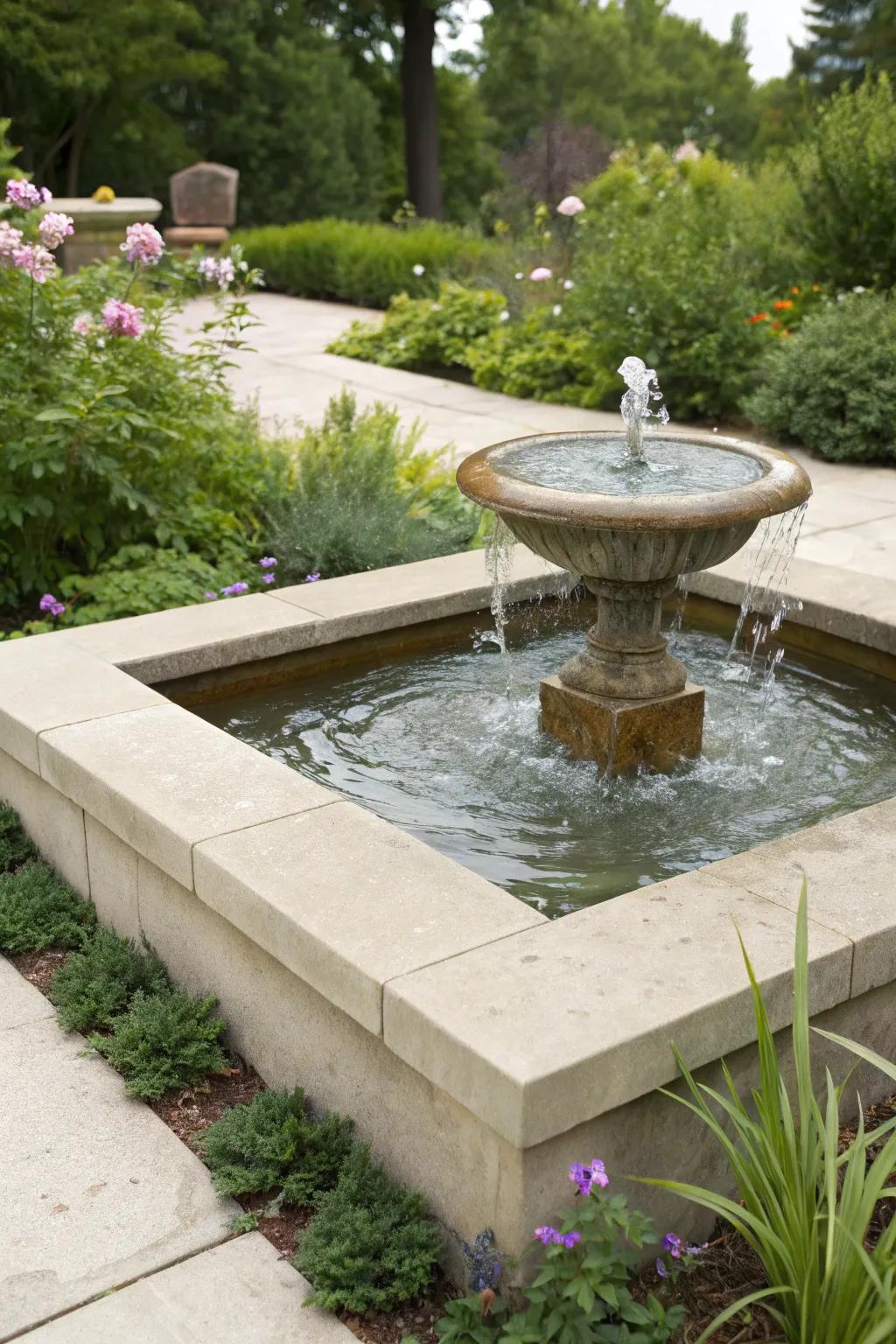 Concrete edging frames water features beautifully.