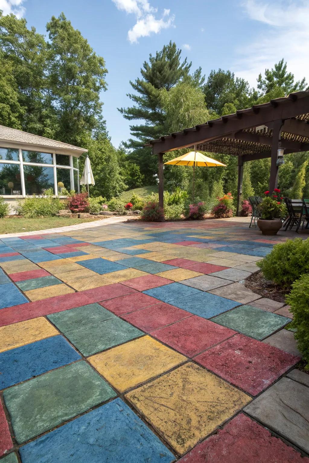 Infuse color with tinted concrete ground covers.