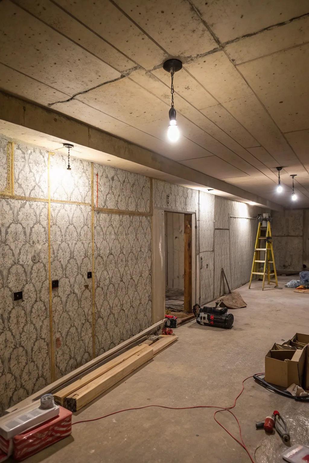 Include warmth with textured wallpaper.