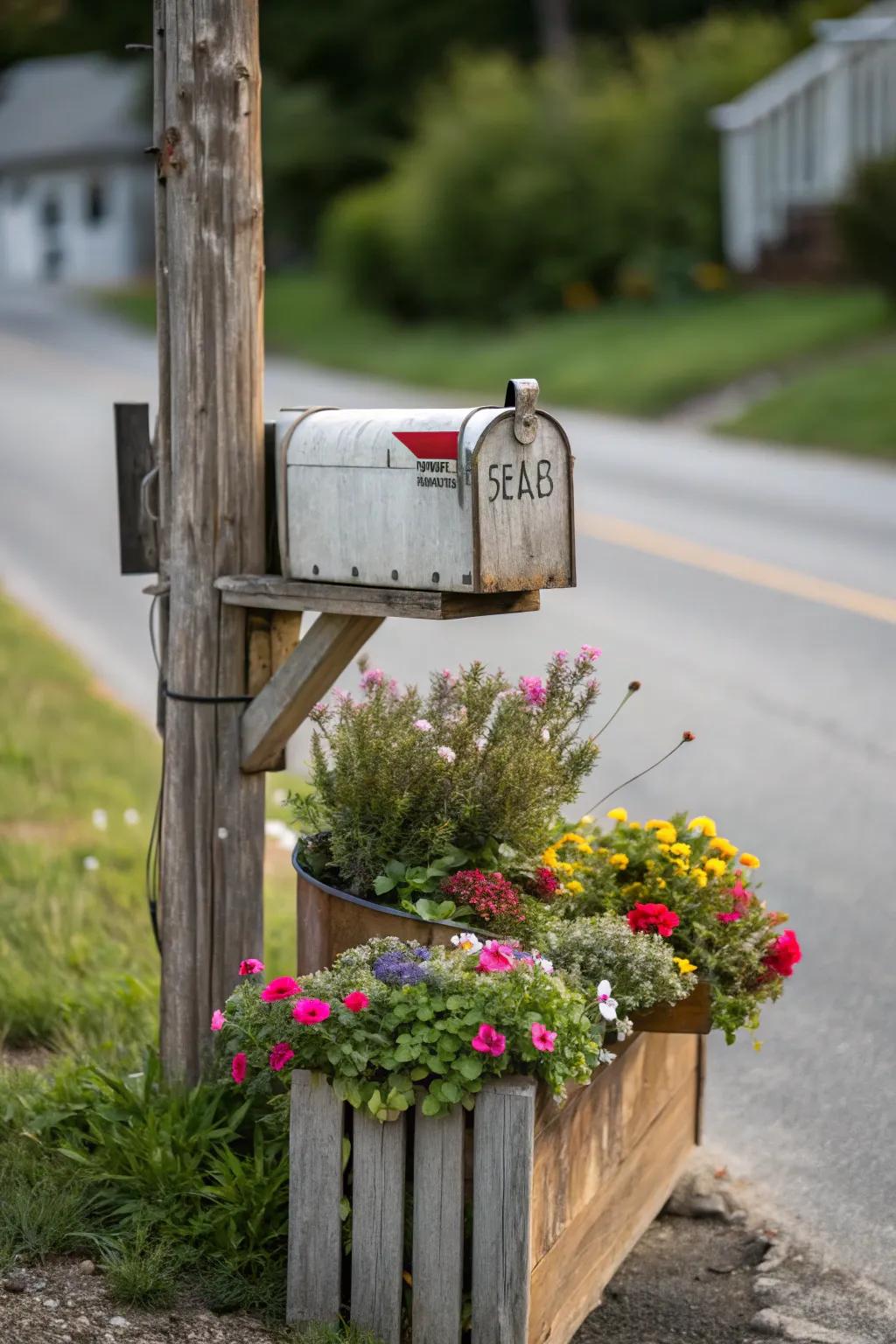 A planter box mailbox brings a splash of nature to your curb.
