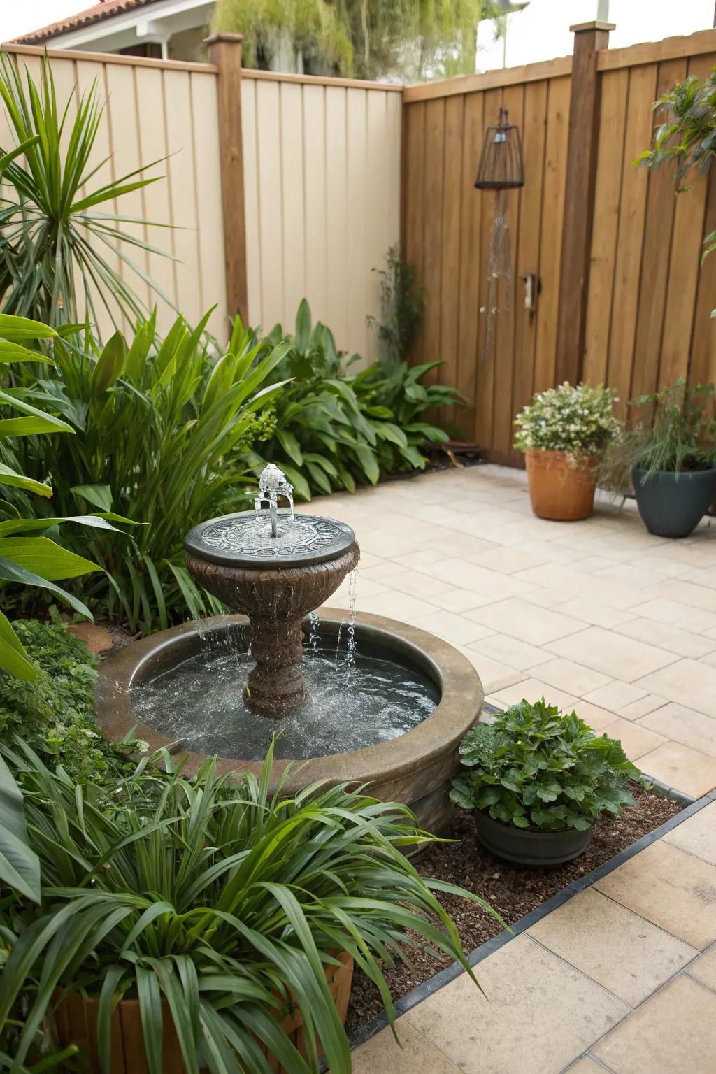Water elements bring tranquility to your patio.