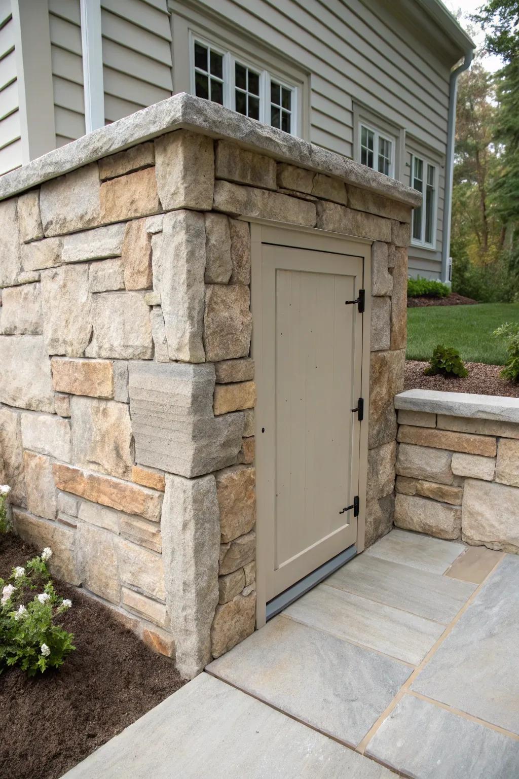 Natural stone finishes add a touch of luxury and harmony to your exterior.