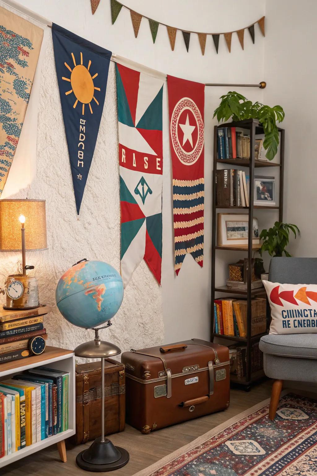 Travel-inspired flags keep your adventures close to heart.