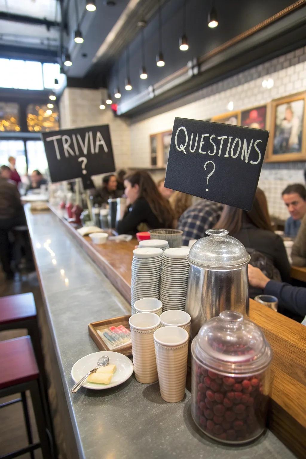 A tip jar with a trivia challenge