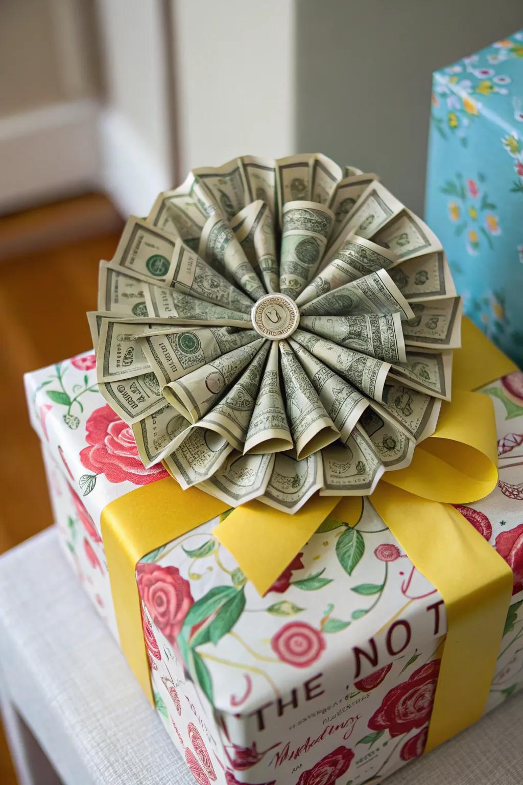 A financial rosette contributes elegance to any offering.