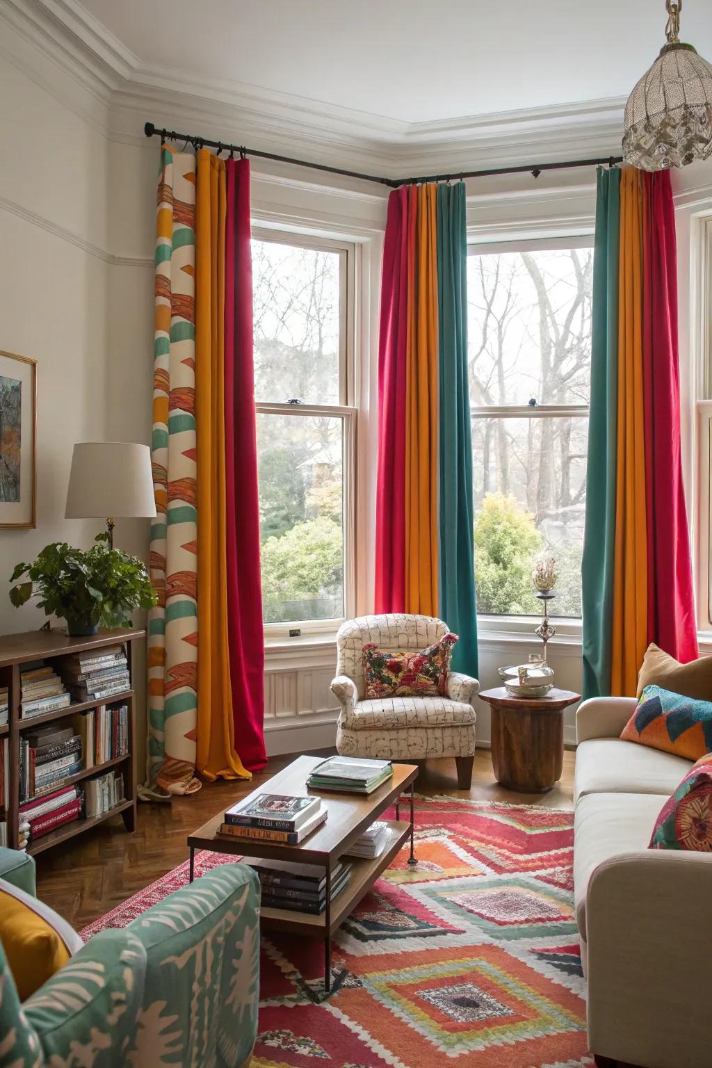 Bold curtains add vibrancy and a dynamic element to your decor.