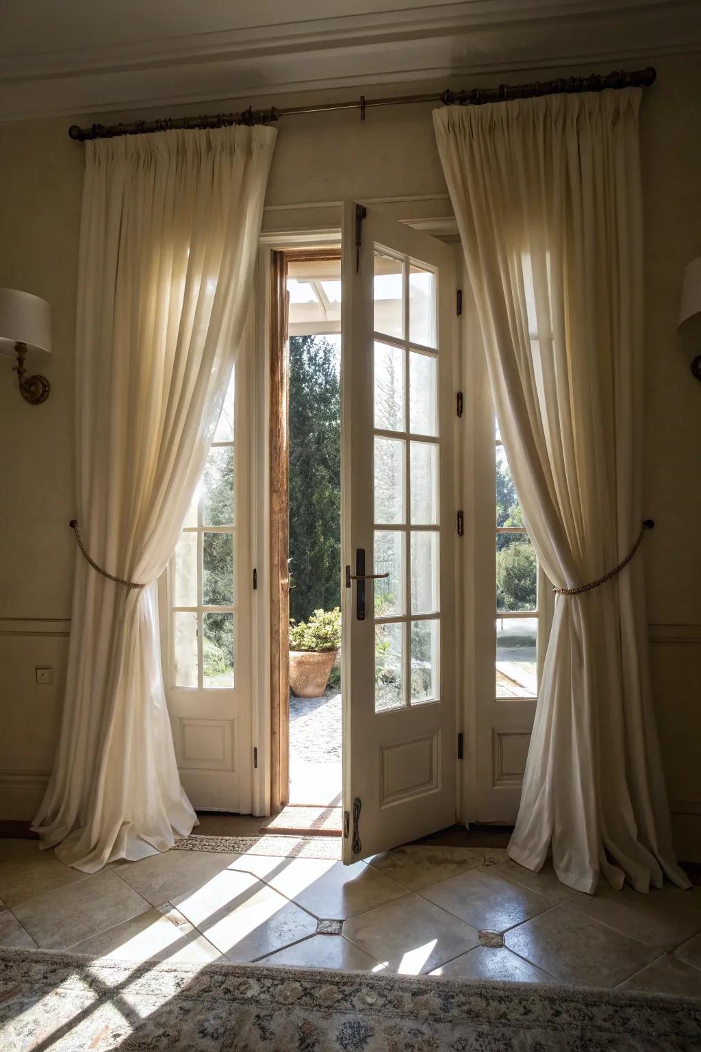 Floor-length window coverings add luxury and height.