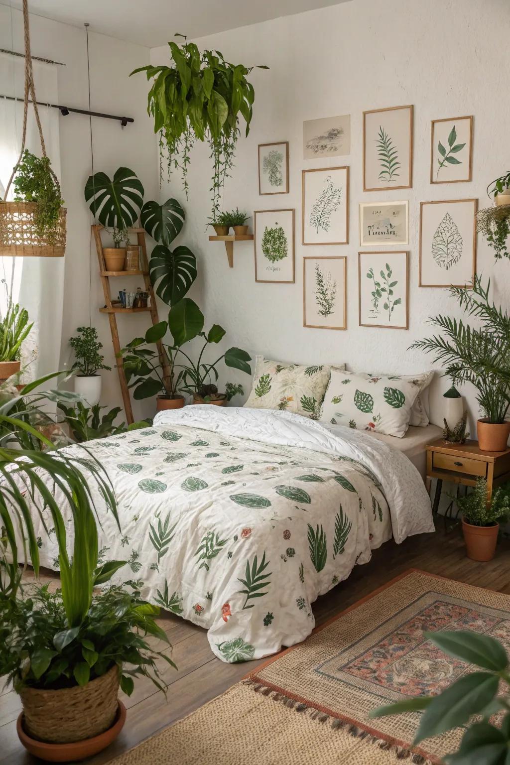 Nature-inspired ornamentation imparts tranquility and freshness to the setting.