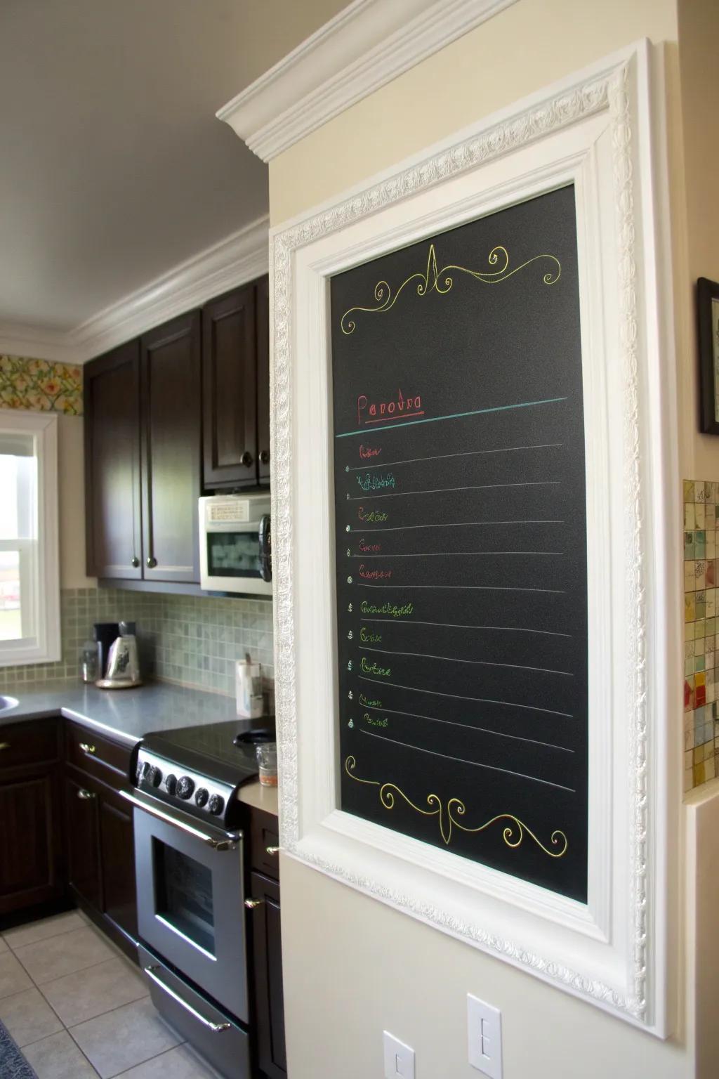 Chalkboard borders offer flexibility and creativity in home decor.