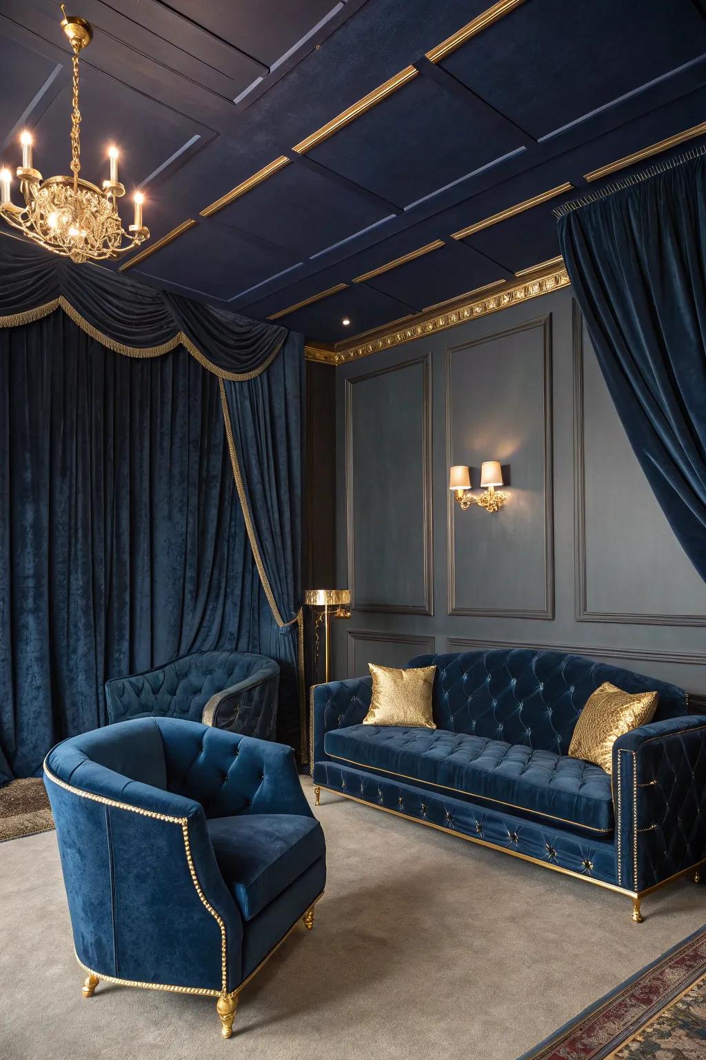 Opulence featuring a deep azure ceiling and opulent textures.