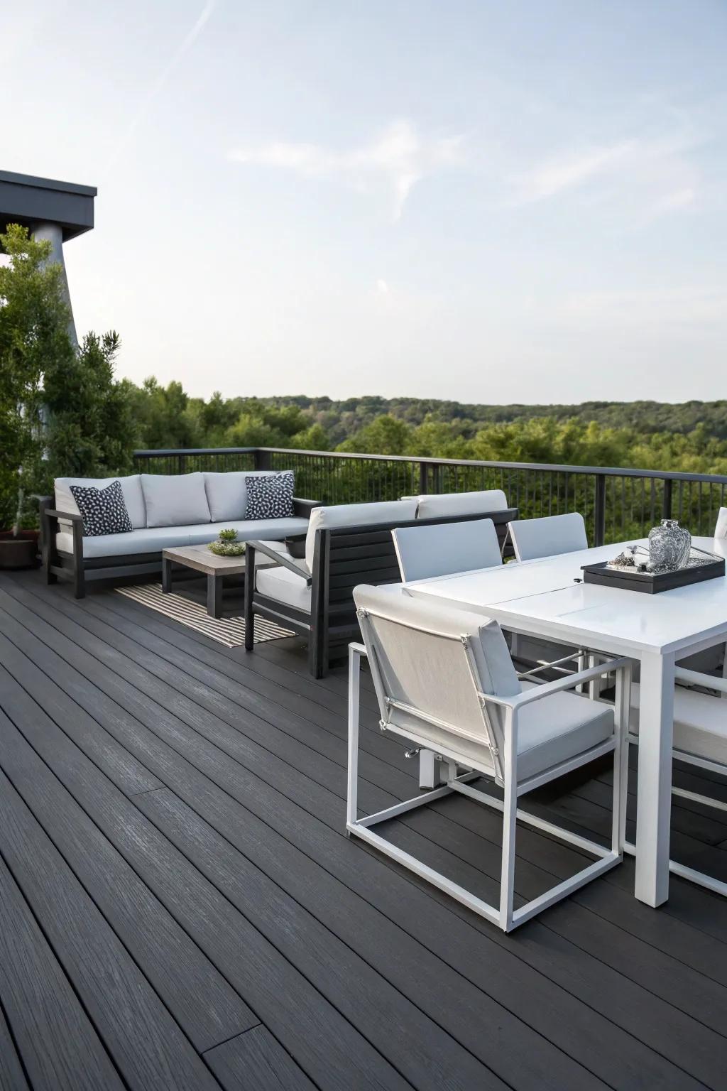 Anthracite decks provide a contemporary and versatile backdrop.