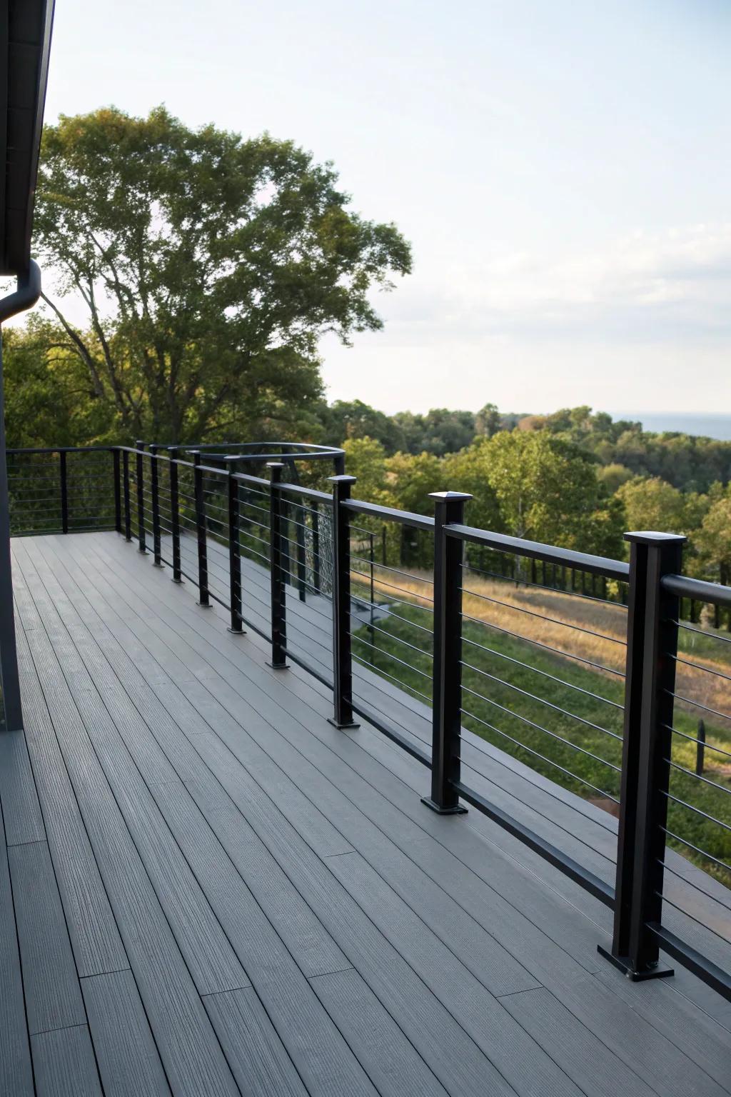 Striking black railings deliver a modern and refined impression.