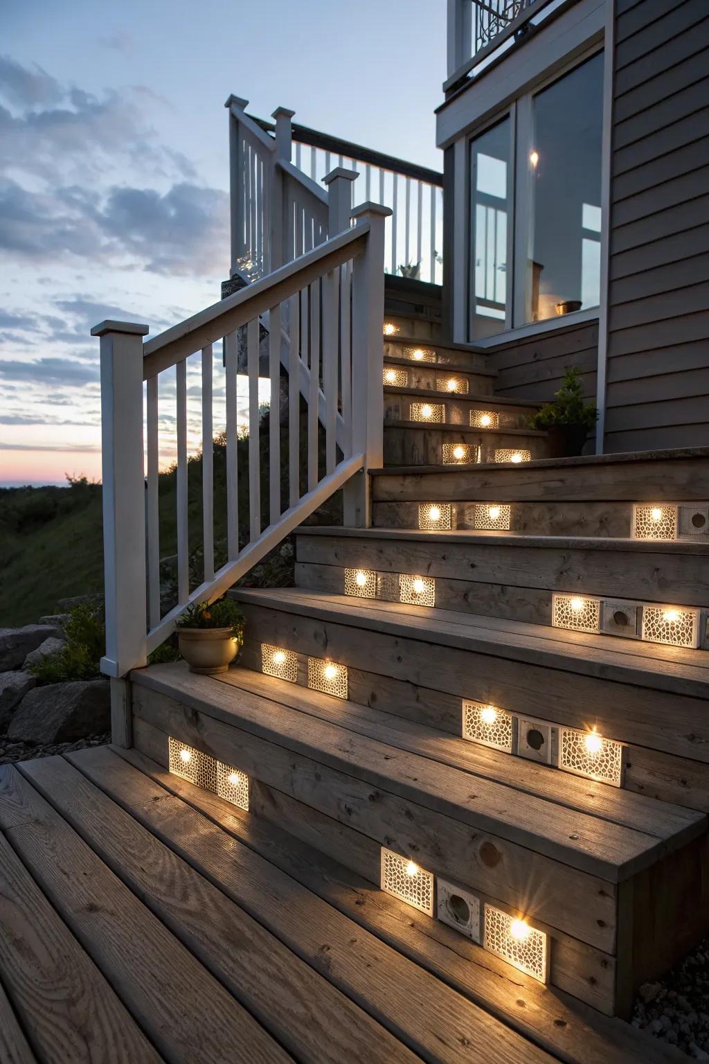 Glass block lights for a chic finish