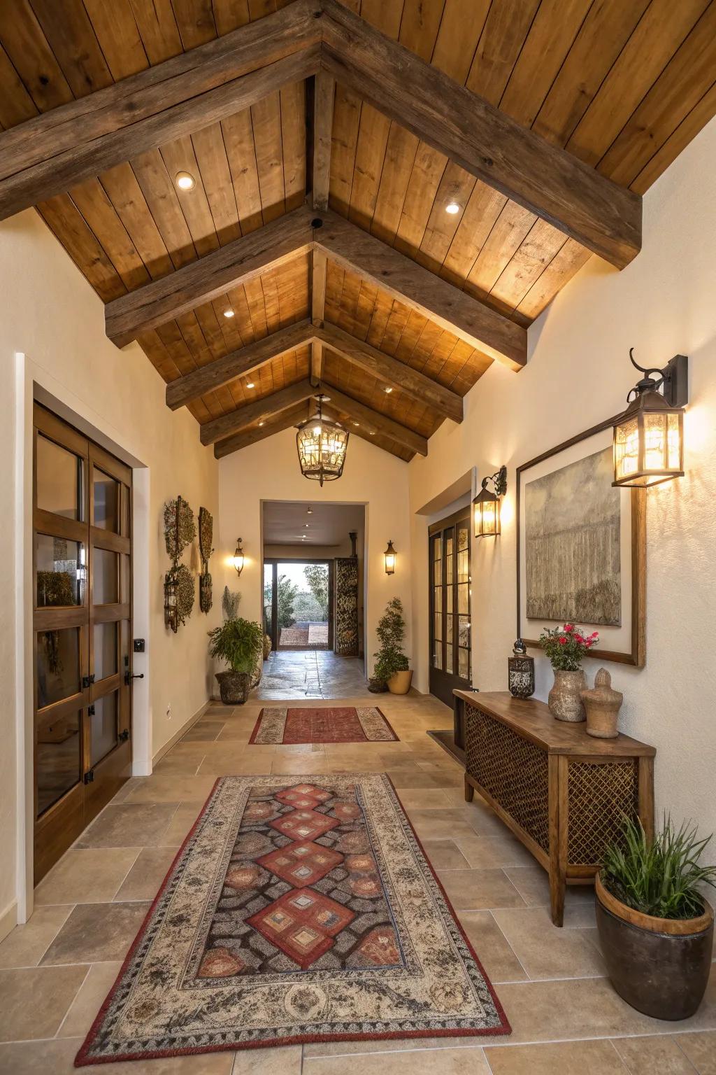 Beamed entryways make a grand and inviting first impression.