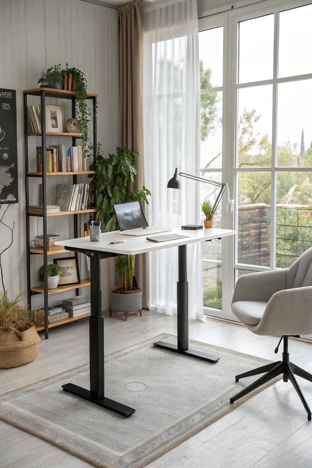 Standing desks offer health benefits and flexibility.