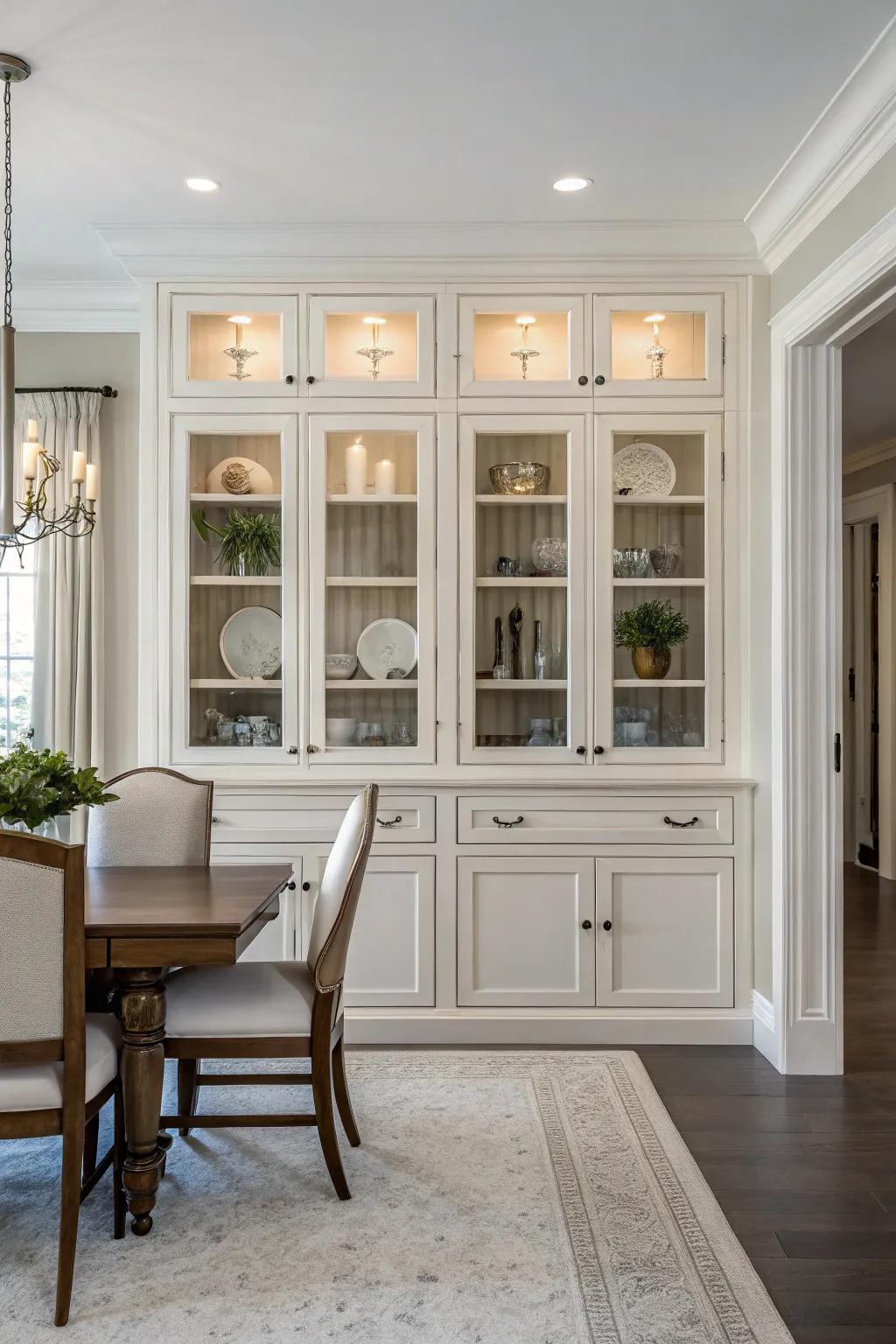 Symmetrical cabinet arrangements create a sense of harmony and balance.
