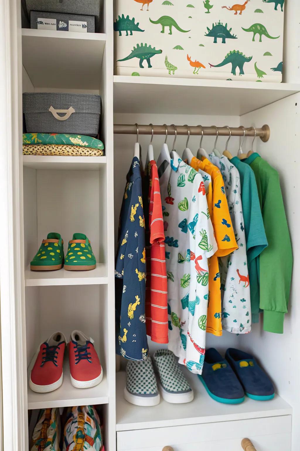 A lizard-themed closet organizer bringing order to chaos.