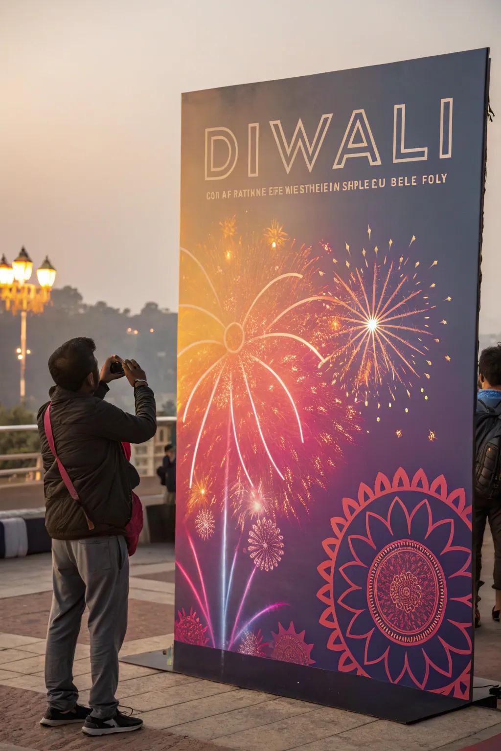 A contemporary abstract art Diwali poster.