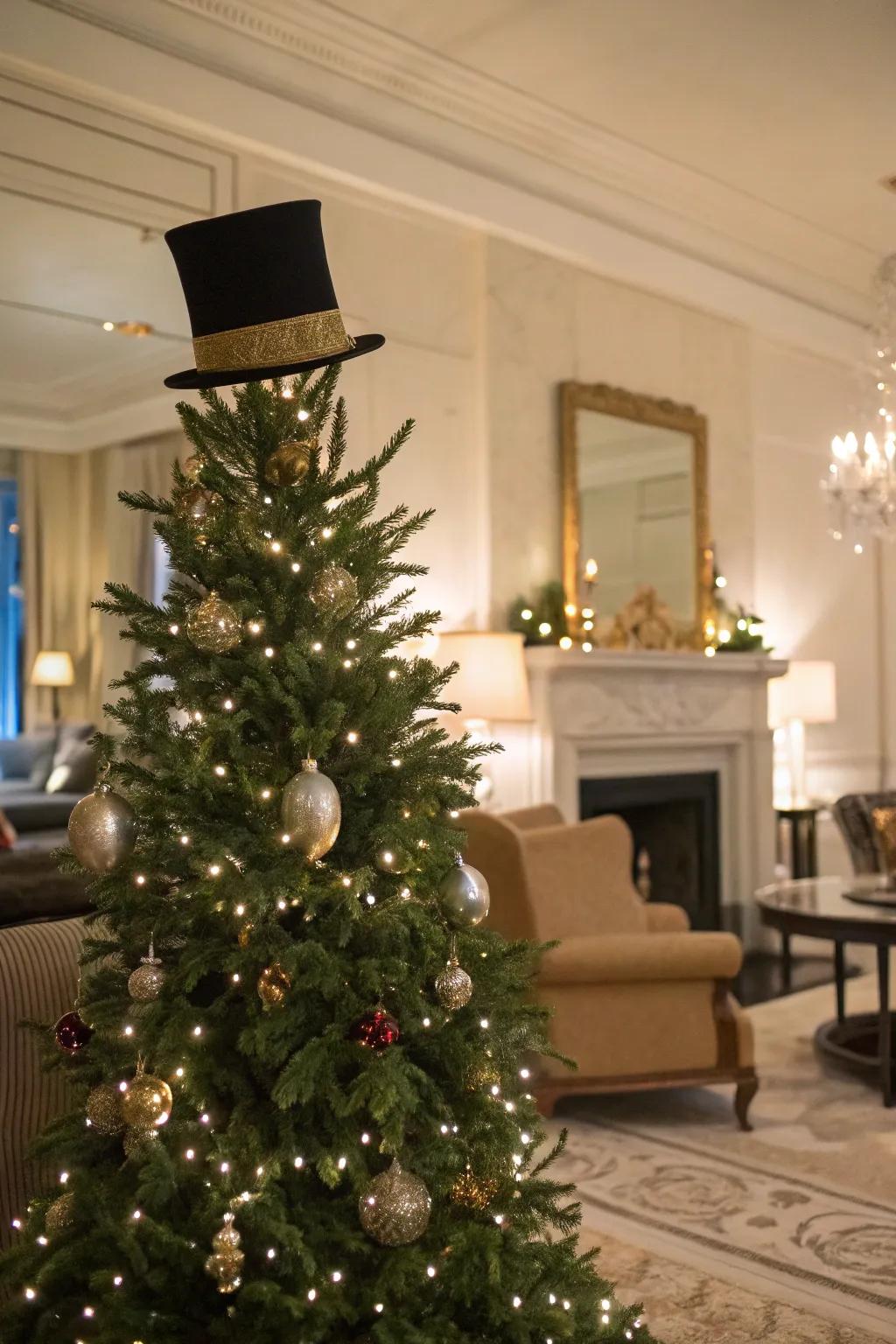 Sophisticated allure with a top hat topper.