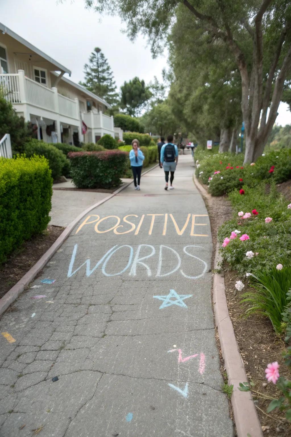 A path of positivity uplifts the spirits of passersby.