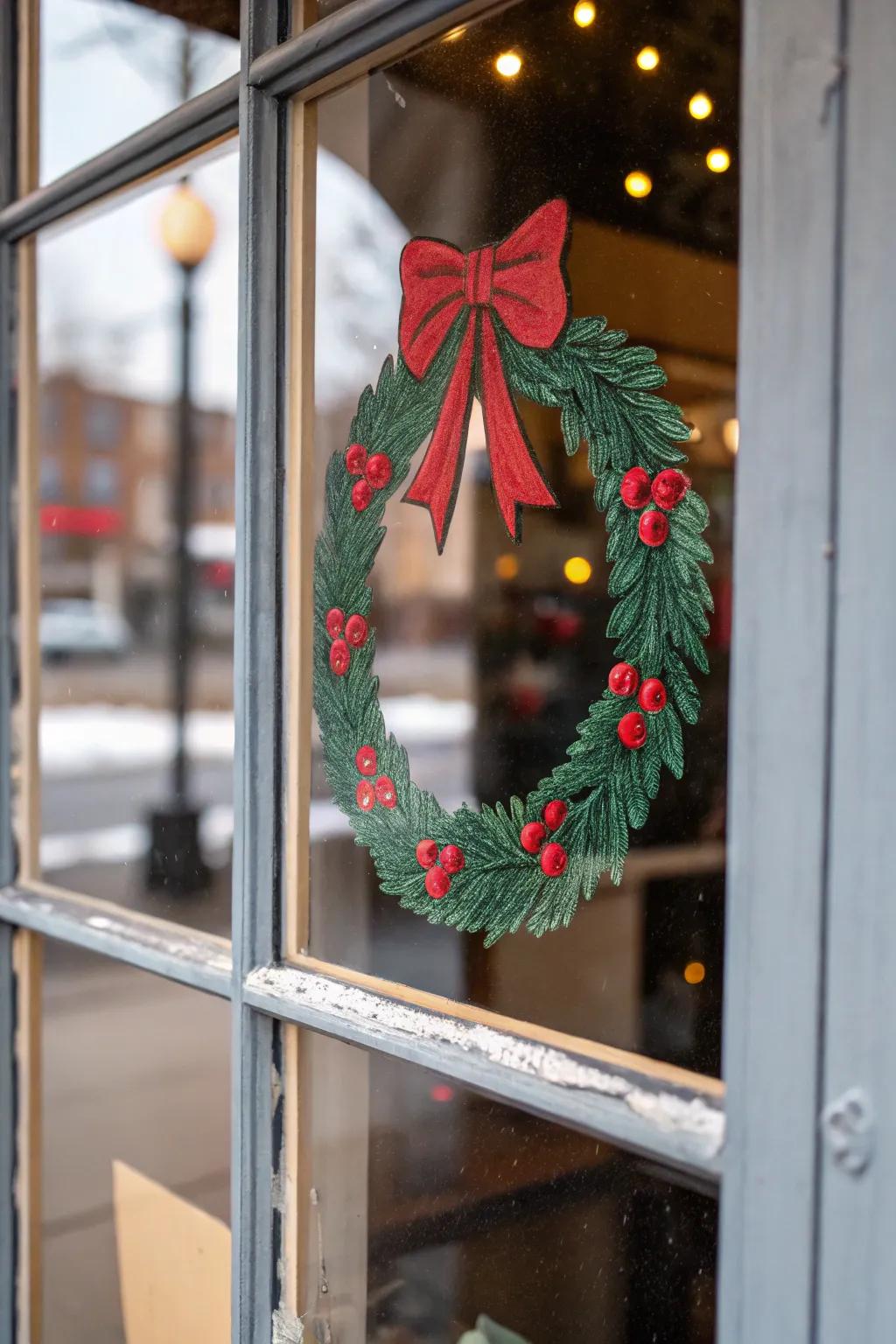 A festive chaplet framing your holiday view
