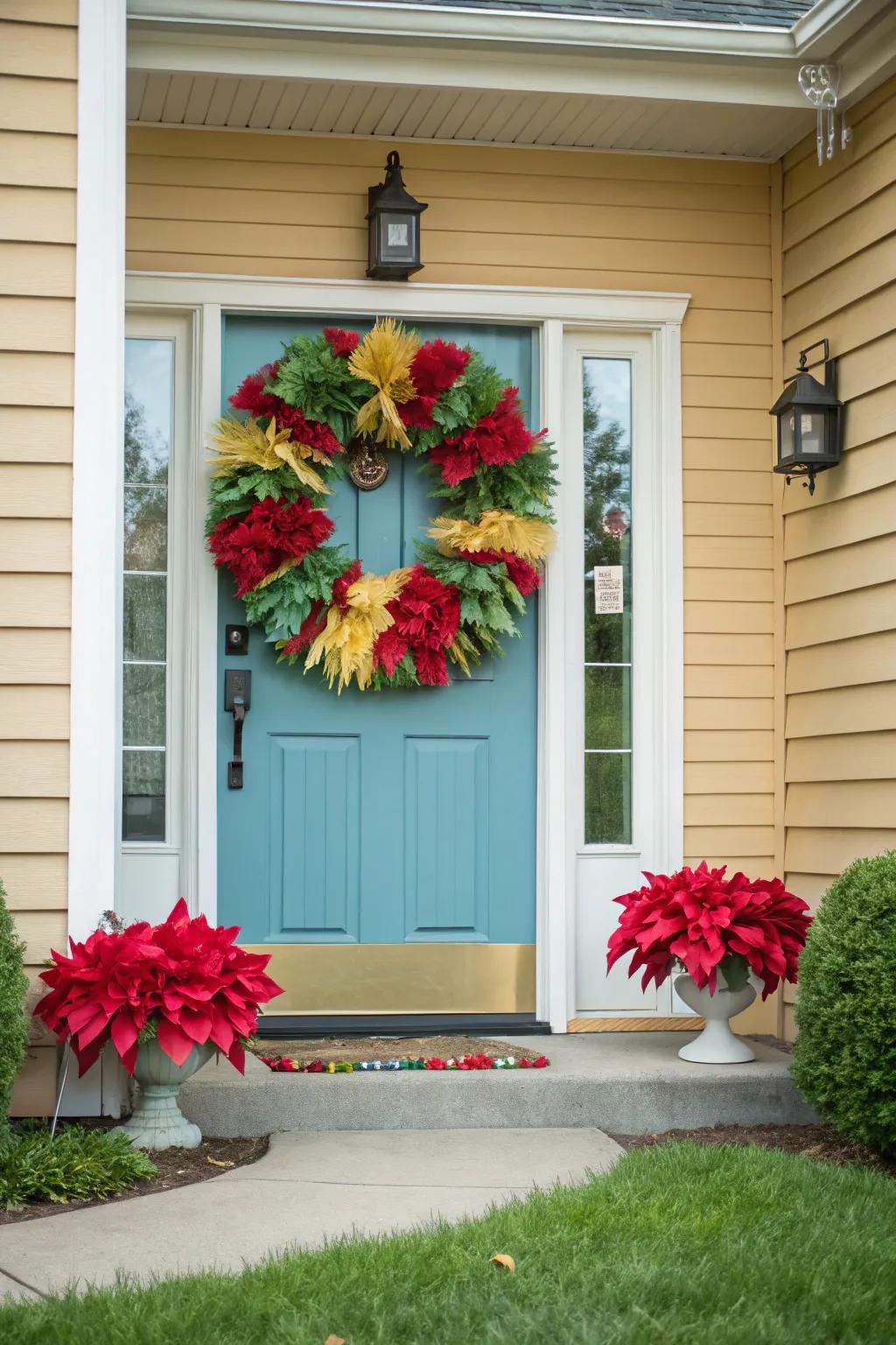 Welcome guests using a vibrant crepe paper crown.