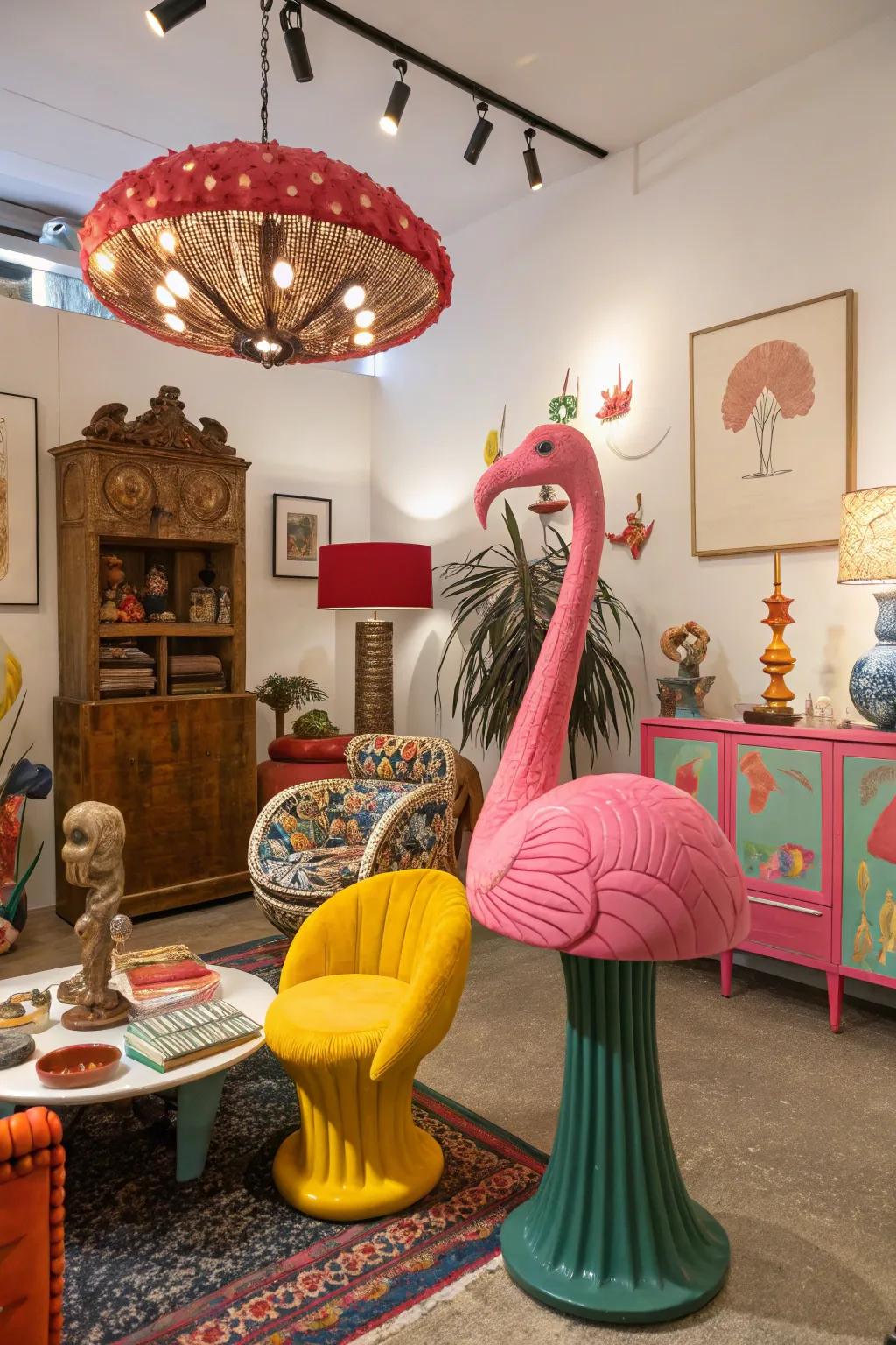 This eclectic room is energized with unusual elements.