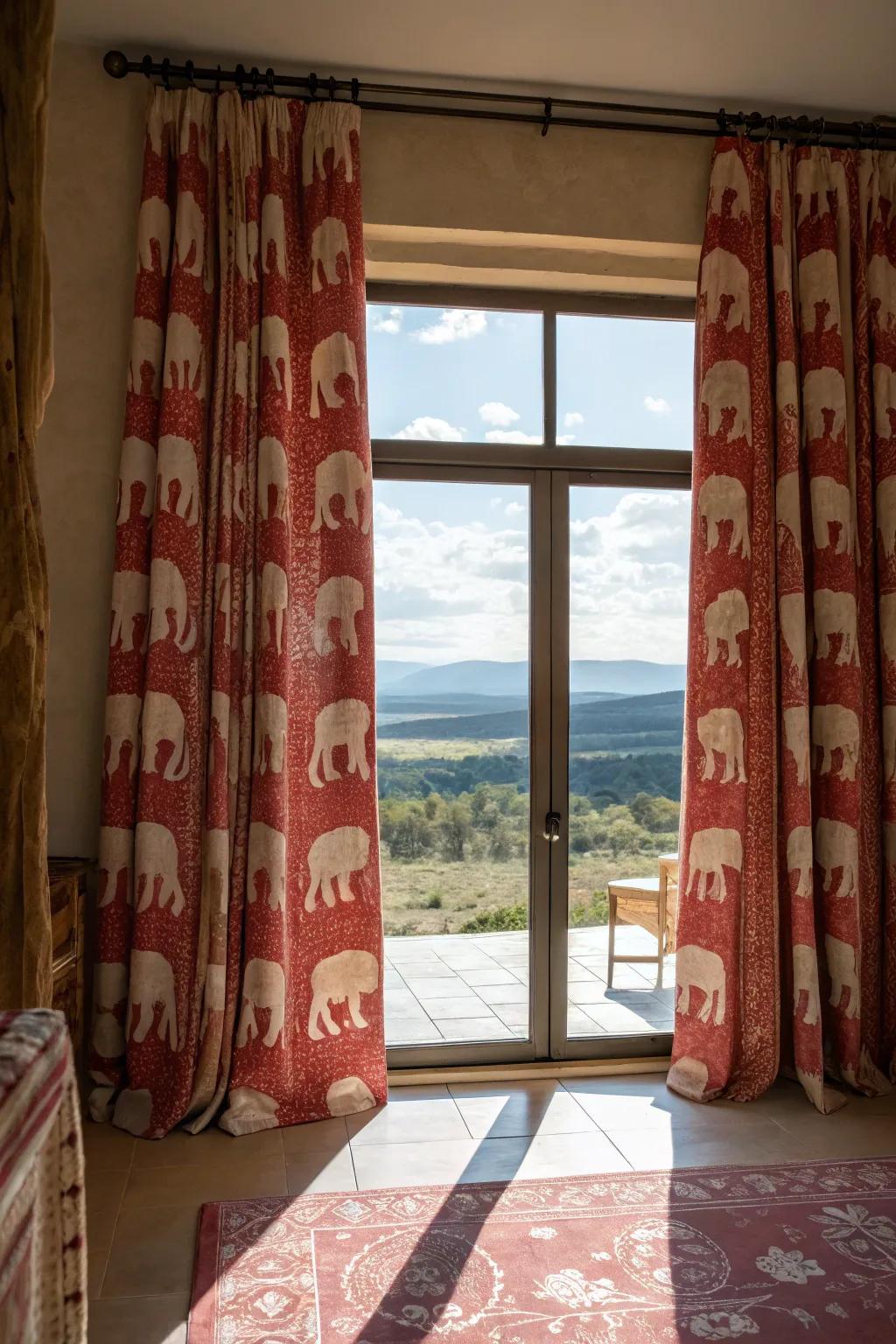 Pachyderm design window covers present a daring and cohesive appearance to any room.