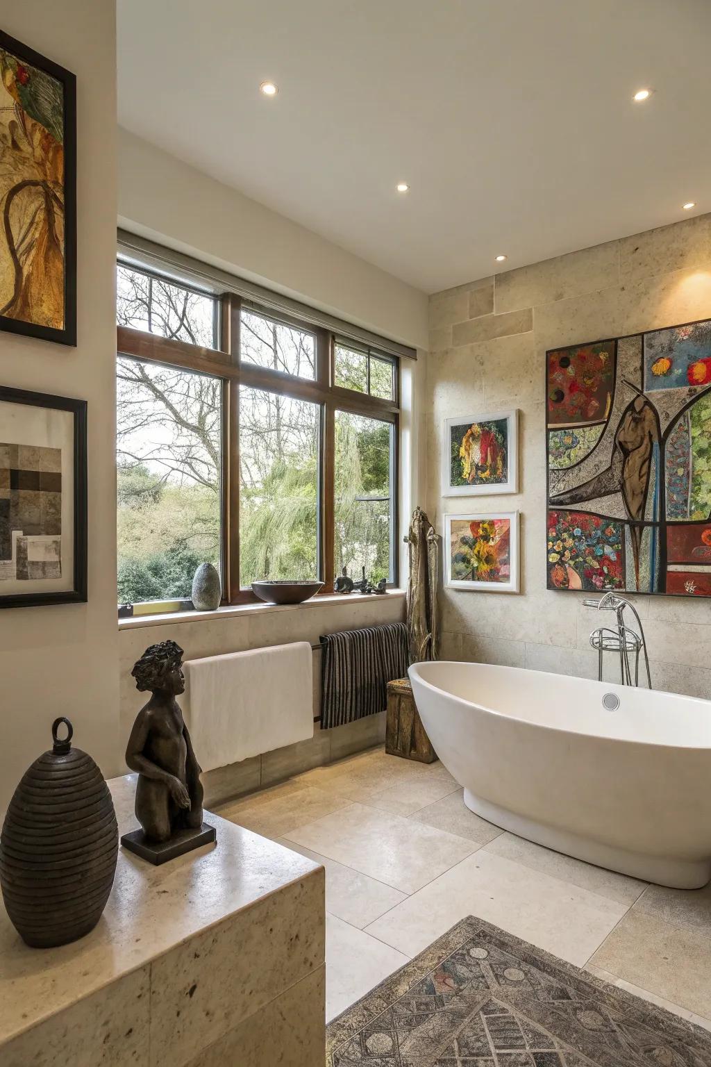 Art infuses individuality and inspiration into an ensuite.