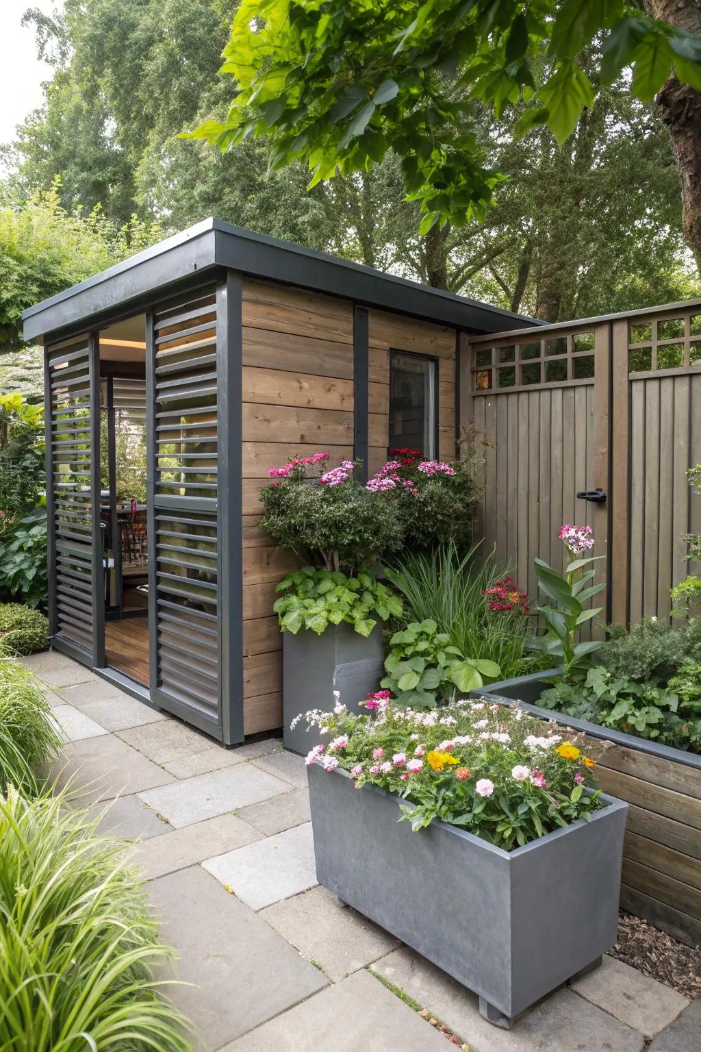 Metal accents impart a sleek, modern flair.