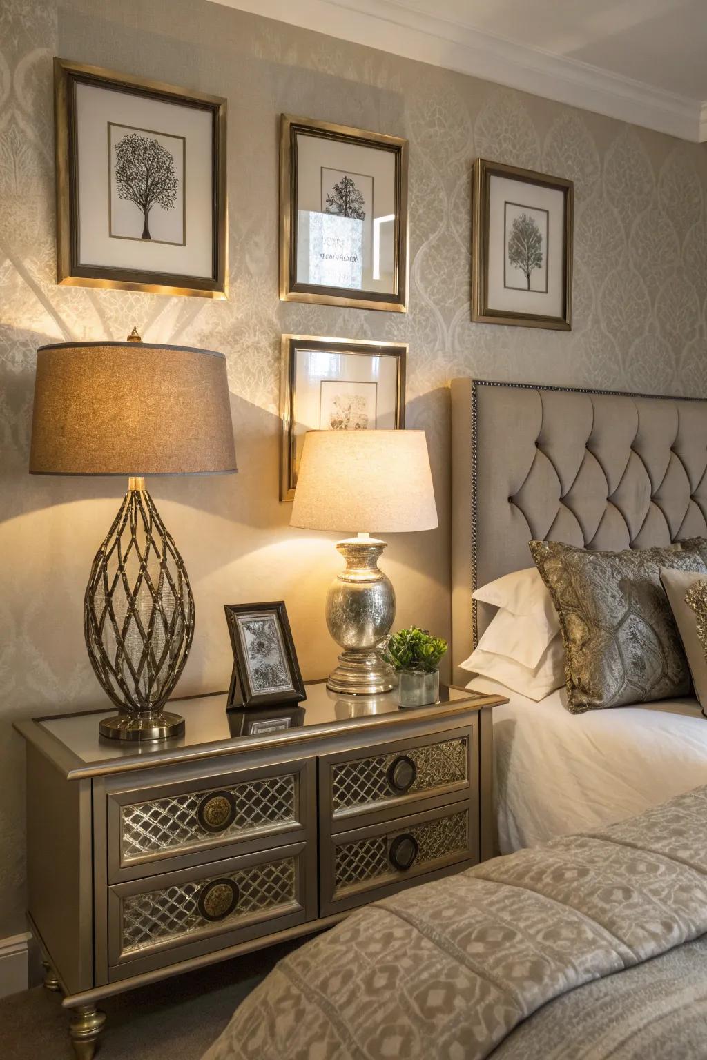 Metallic accents contribute sophistication and light reflection to your decor.