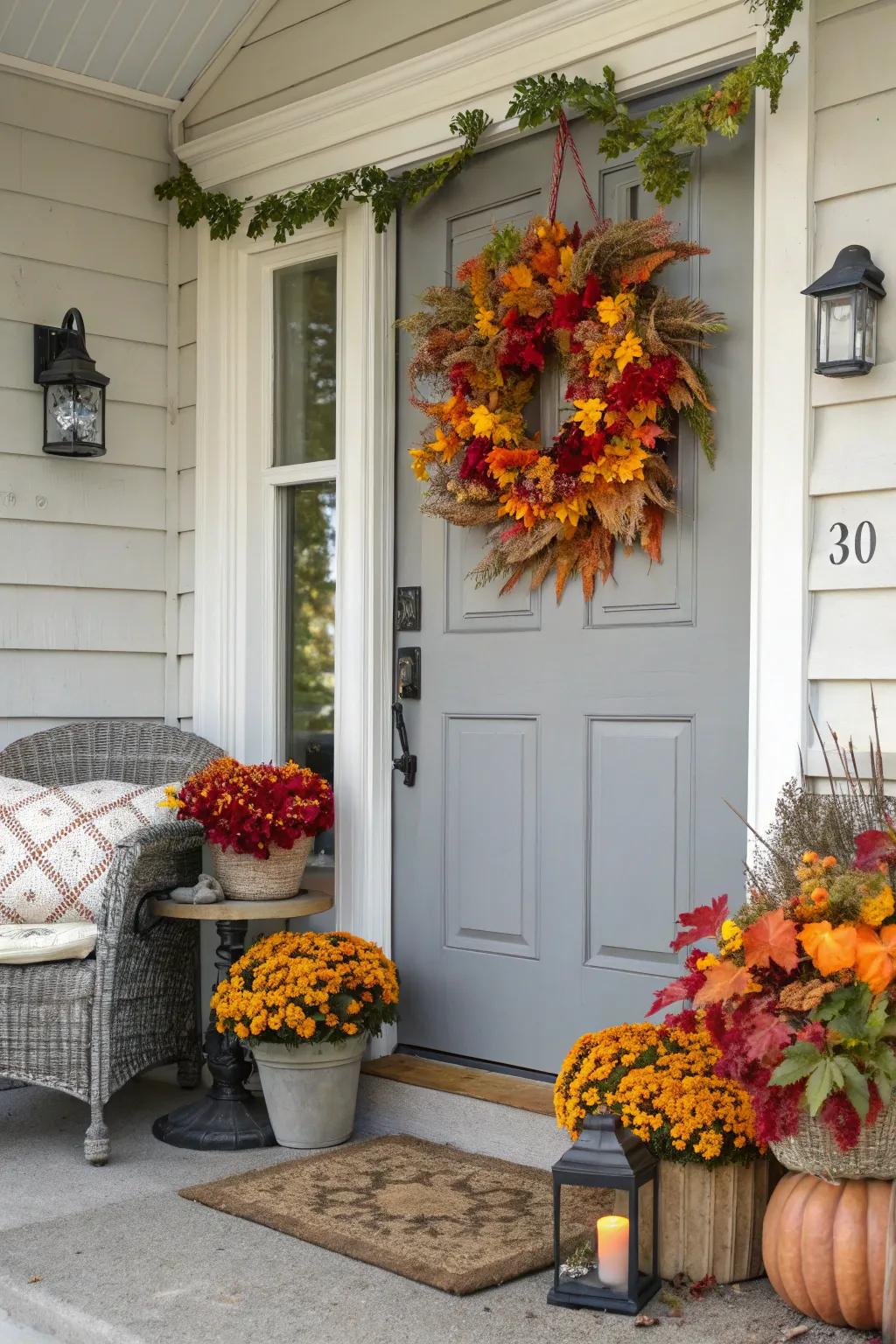 A fall circle ties together the seasonal theme of your porch.
