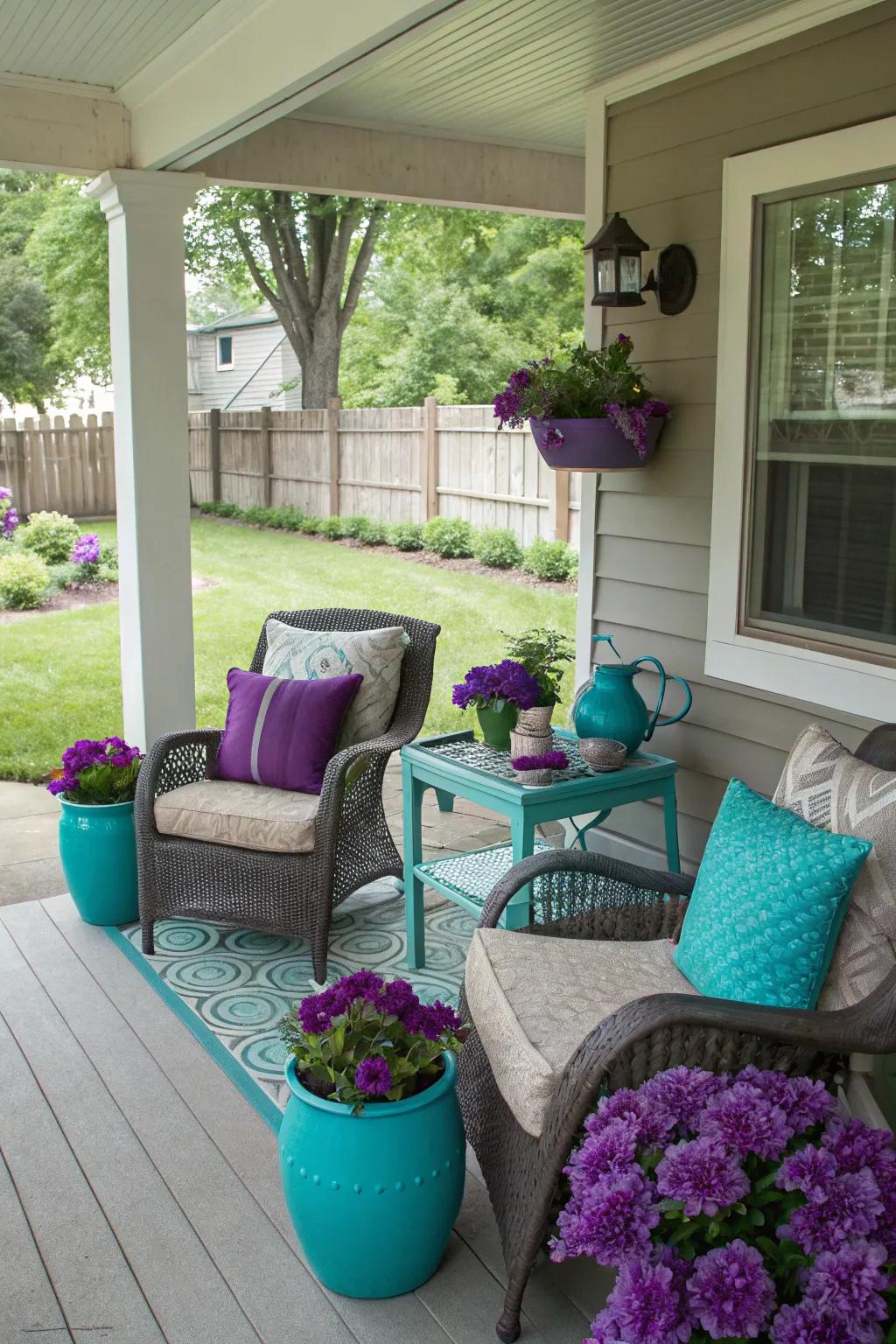 Unexpected colors like blue-green infuse a distinctive and personal element.