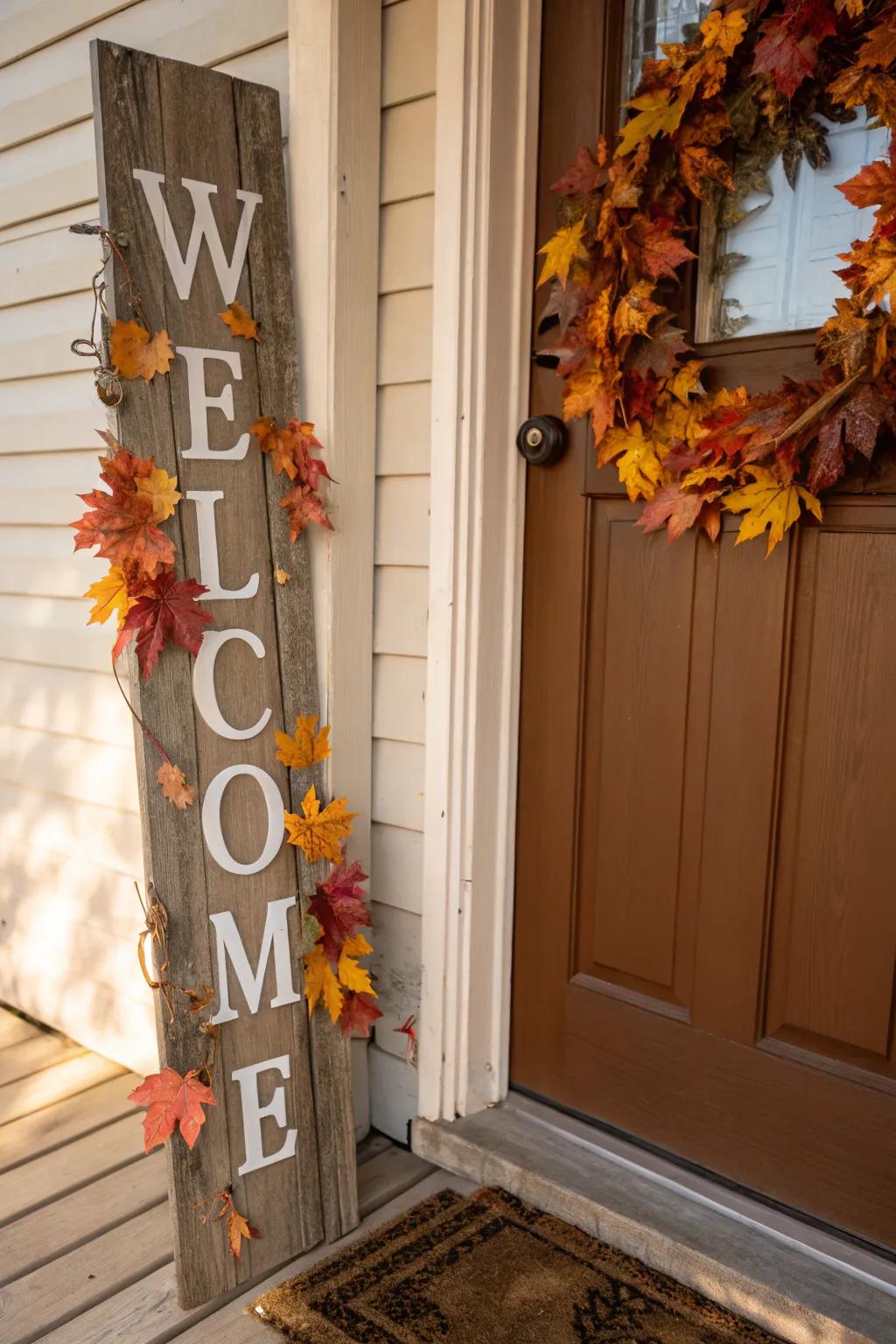 Add a burst of color with a leafy garland on your fall marker.