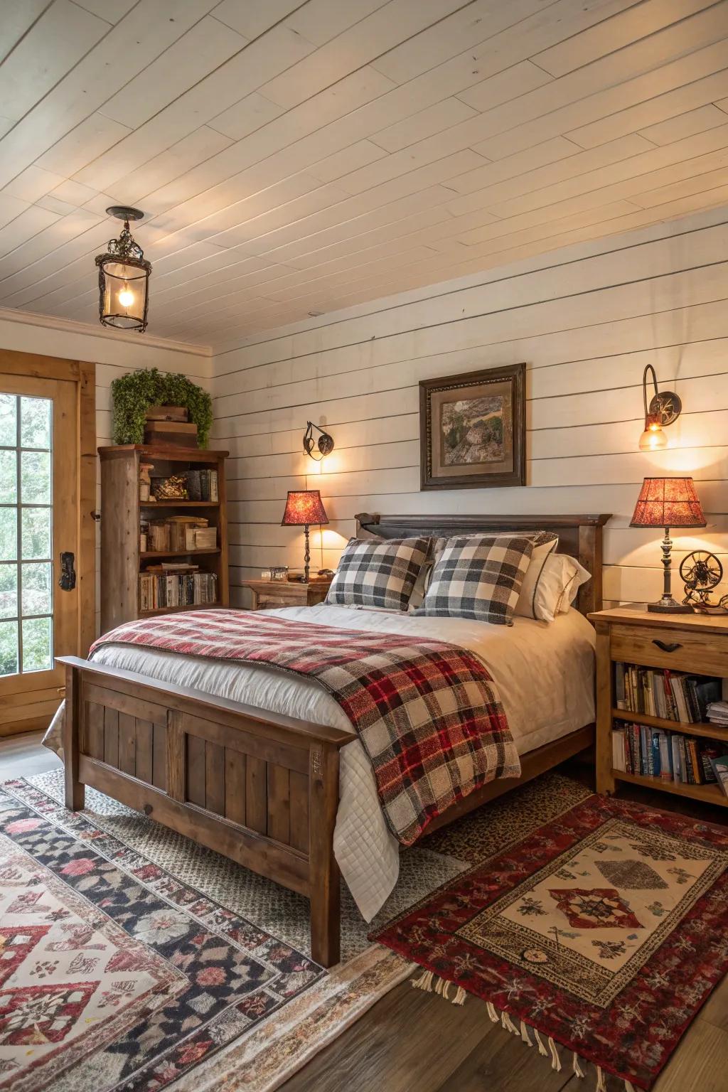 Shiplap walls add classic farmhouse charm.