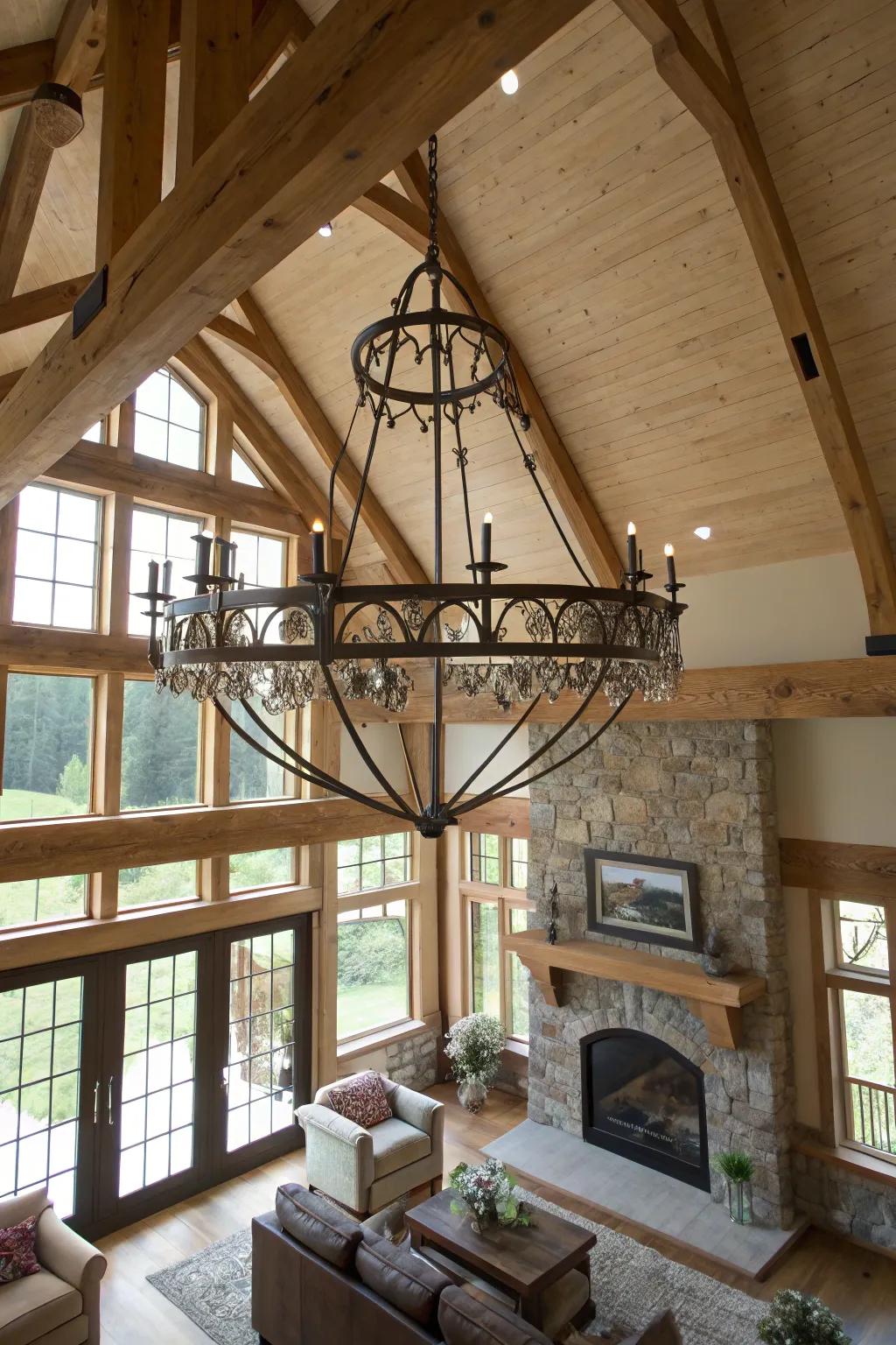 Spacious structure luminaires furnish ethereal elegance.