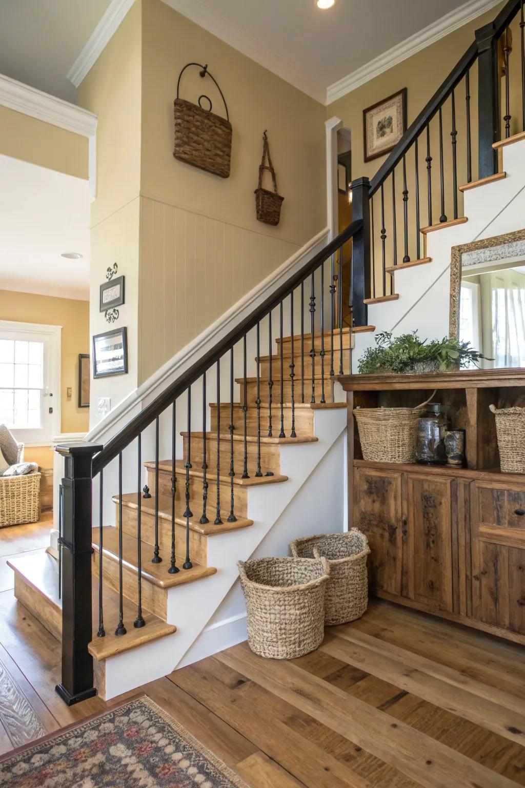 A strong impression is made with black railings.