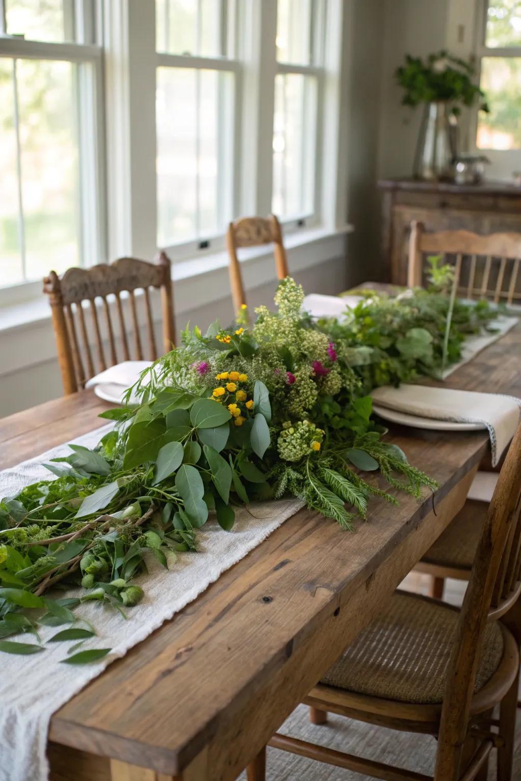 A living accent adds a fresh, natural element.