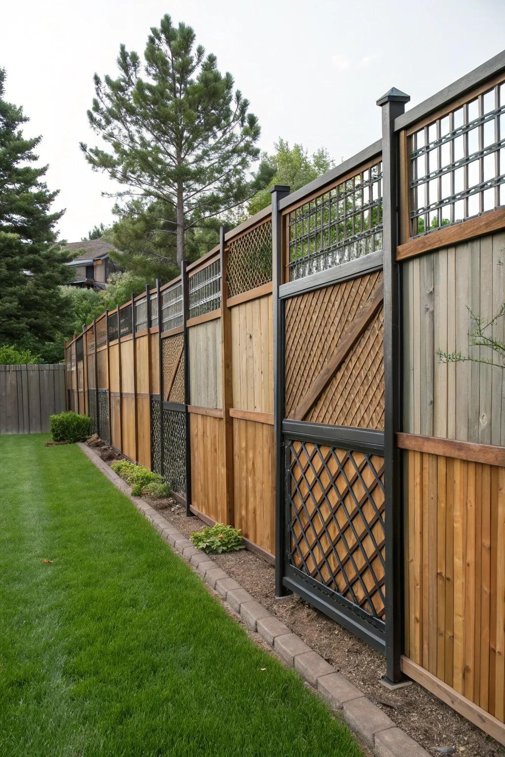 Staggered heights craft a lively and artistic fence design.