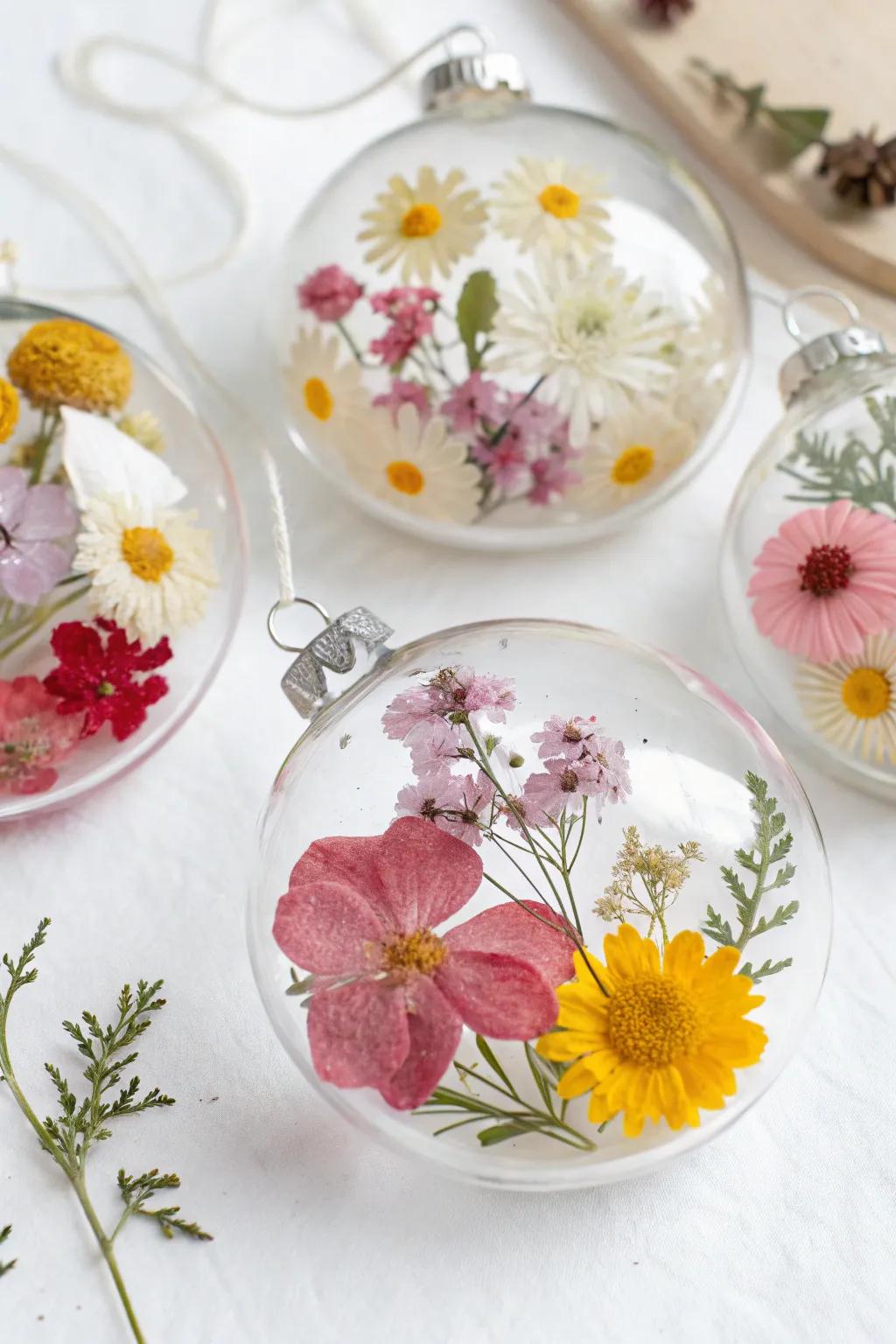 Floral ornaments exhibiting pushed down and aridified blossoms.