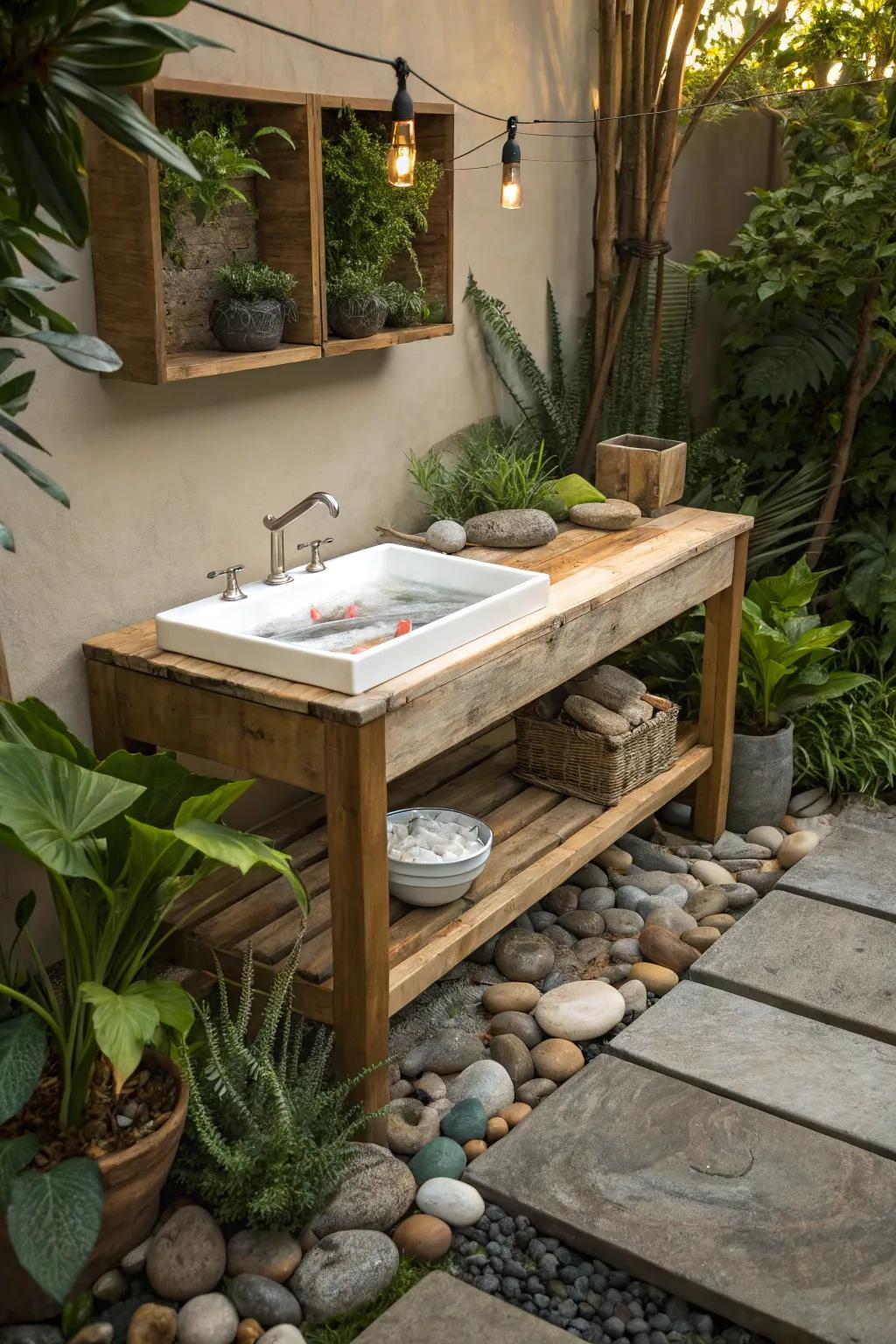 A tranquil, nature-inspired setting that makes for a relaxing cleaning experience.