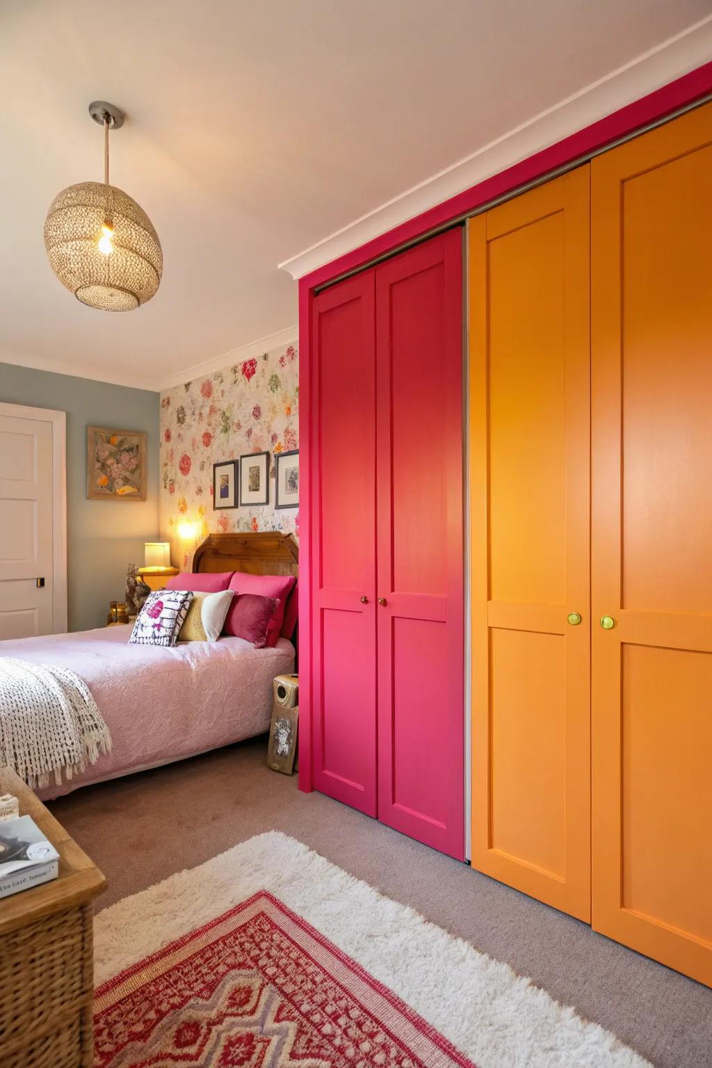 Bold hues on closet panels can energize and personalize your space.