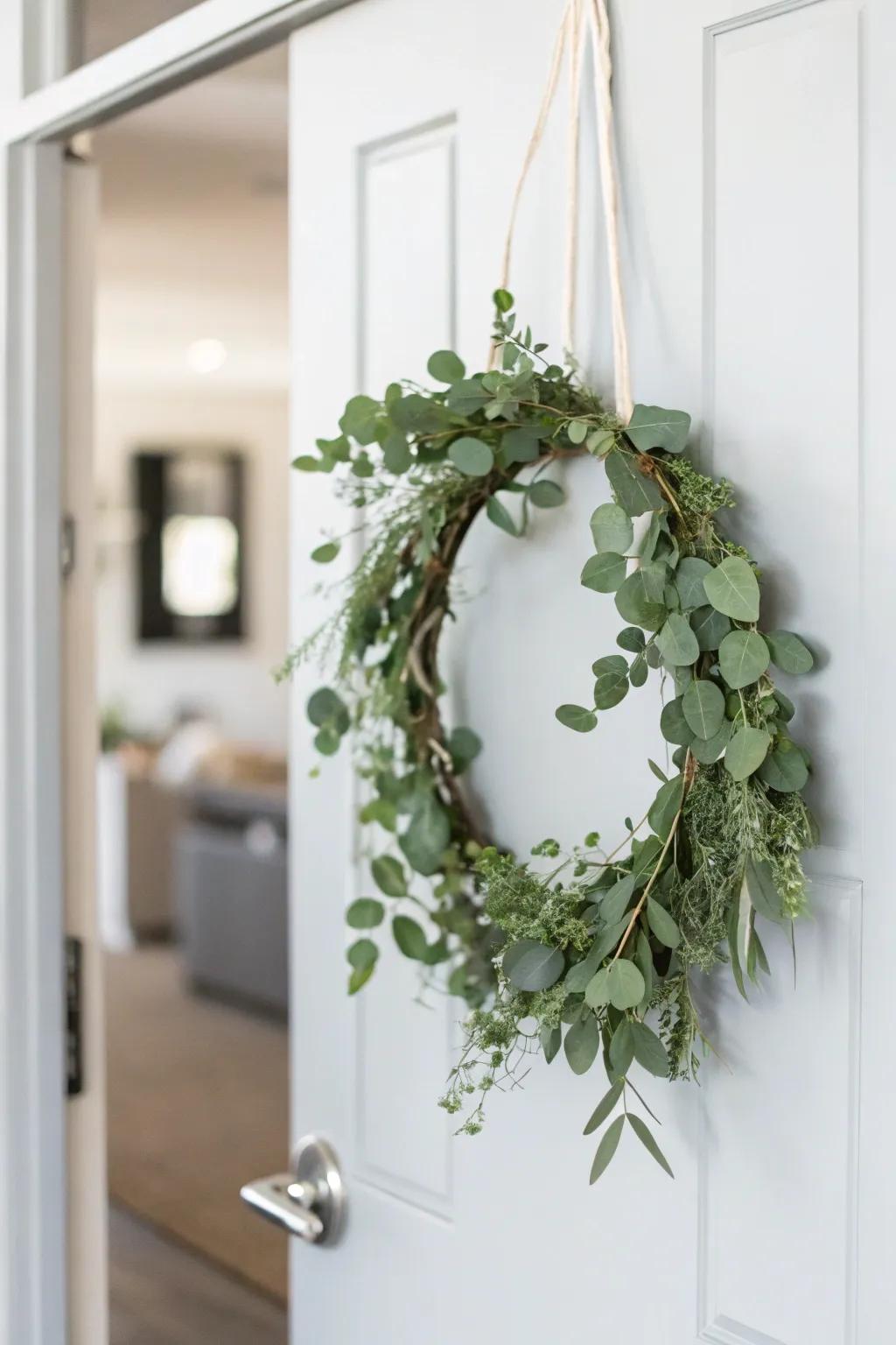Simple style with a foliage-focused wreath.