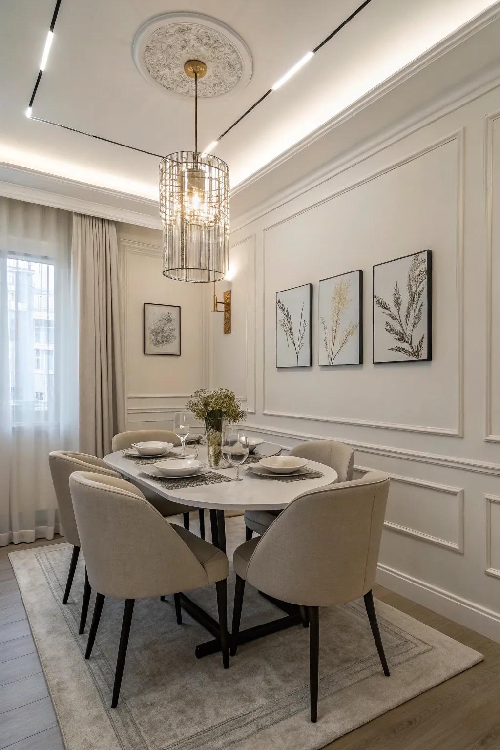 Minimalism brings peace and elegance to your dining room.