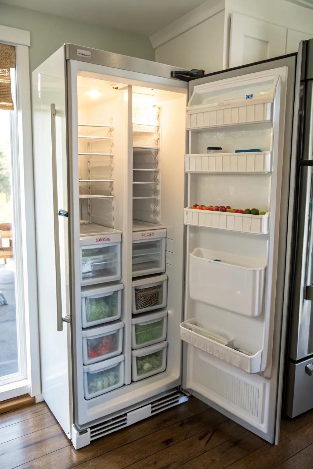 Tension rods enable customizable organization.