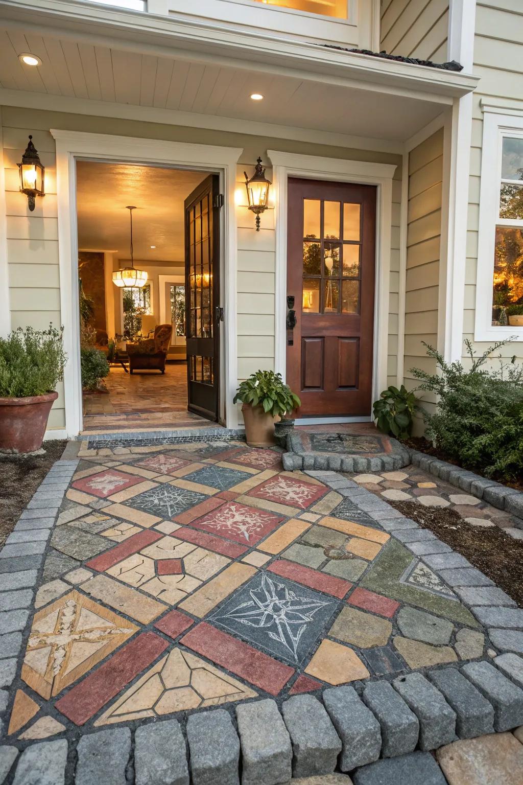 Imaginative pattern combination for an eclectic entrance.