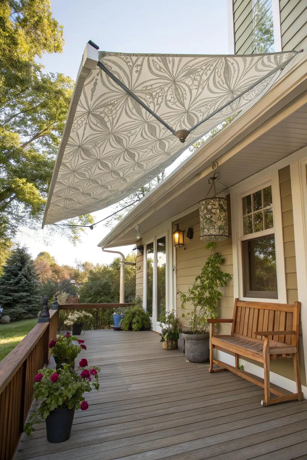 Folding origami canopies offer artful flexibility.