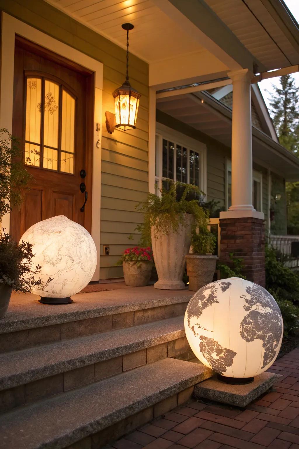 Unique lighting adds a striking design element.